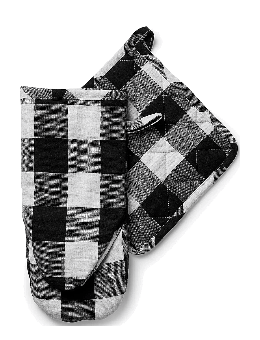 Midnatt - Pot holder checked b/w - ahjukindad, pajalapid ja potihoidjad - black&white - 2