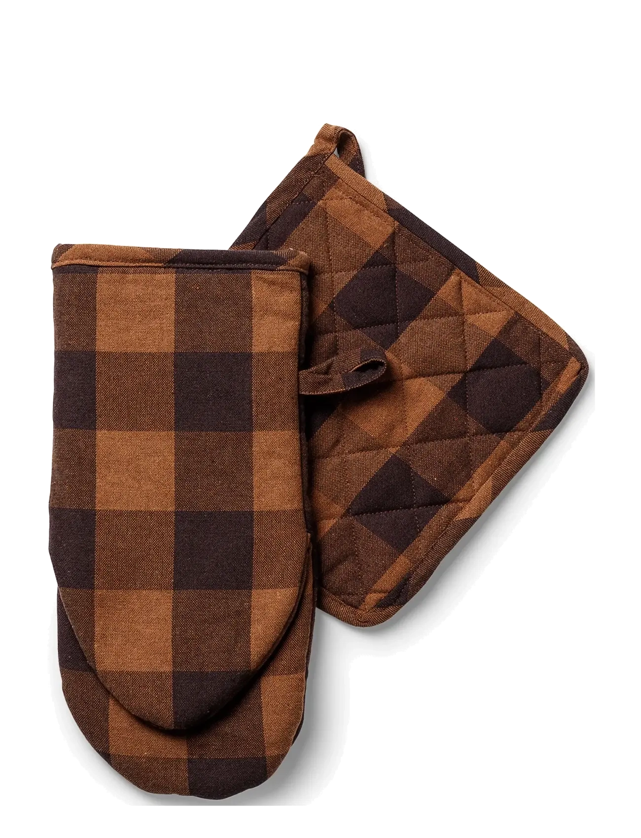 Midnatt - Pot holder checked brown - ahjukindad, pajalapid ja potihoidjad - brown - 2