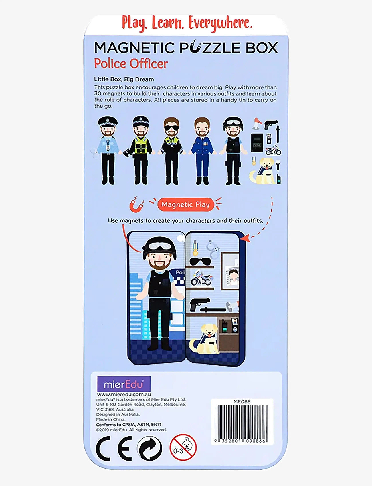 mierEdu - Magnetic Hero Box - Police Officer - pysselset - black - 2