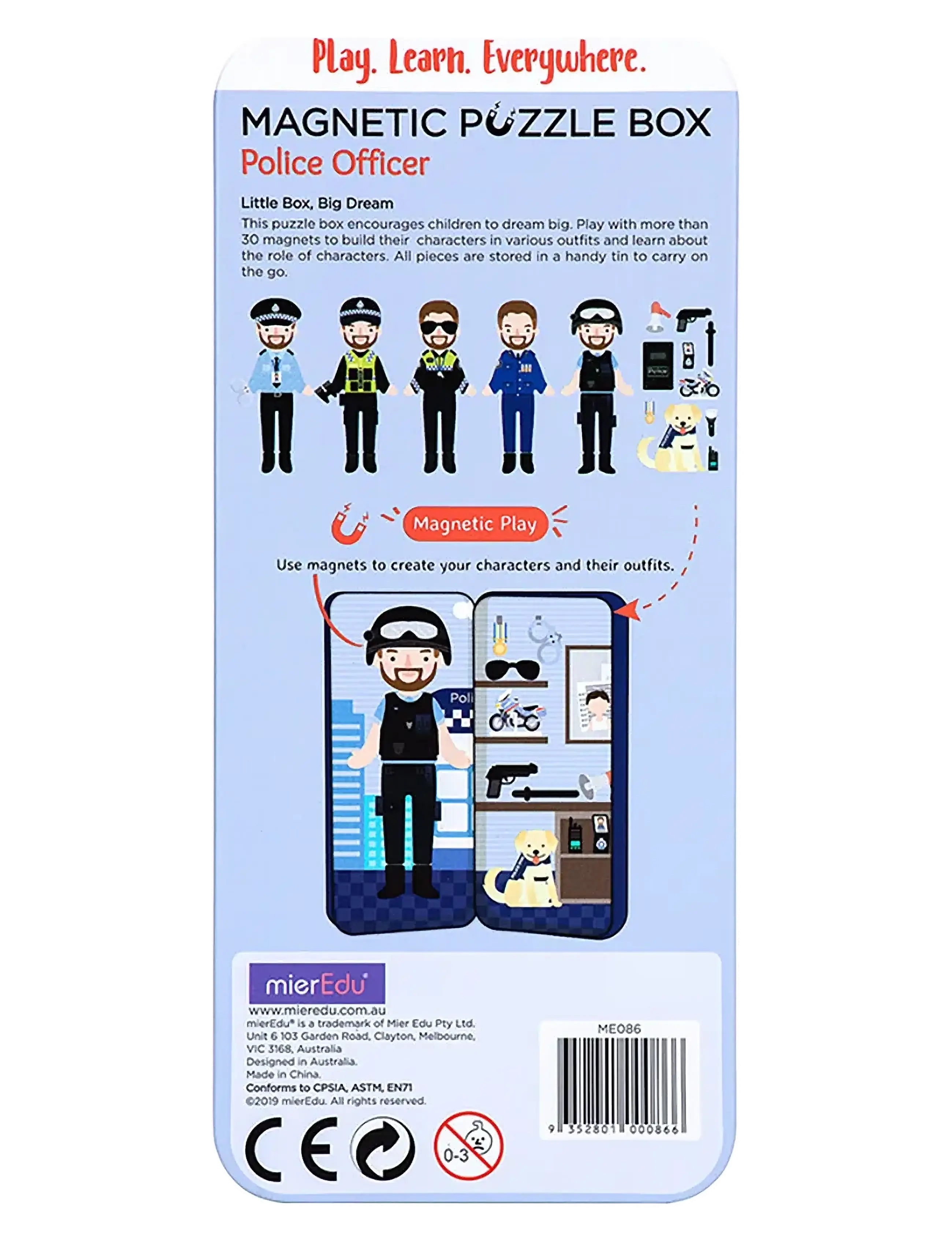 mierEdu - Magnetic Hero Box - Police Officer - bastelset - black - 2