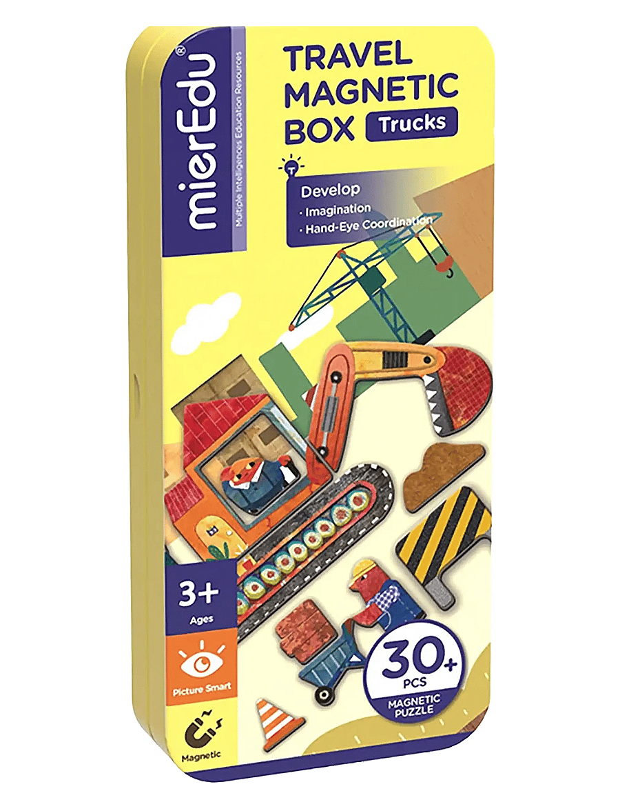 mierEdu - Magnetic Travel Box - Construction Site - bastelset - yellow - 0