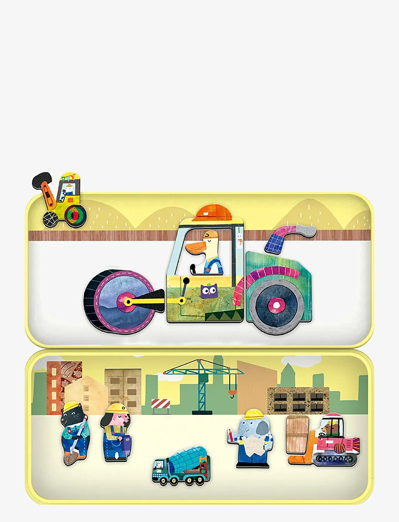 mierEdu - Magnetic Travel Box - Construction Site - pysselset - yellow - 1