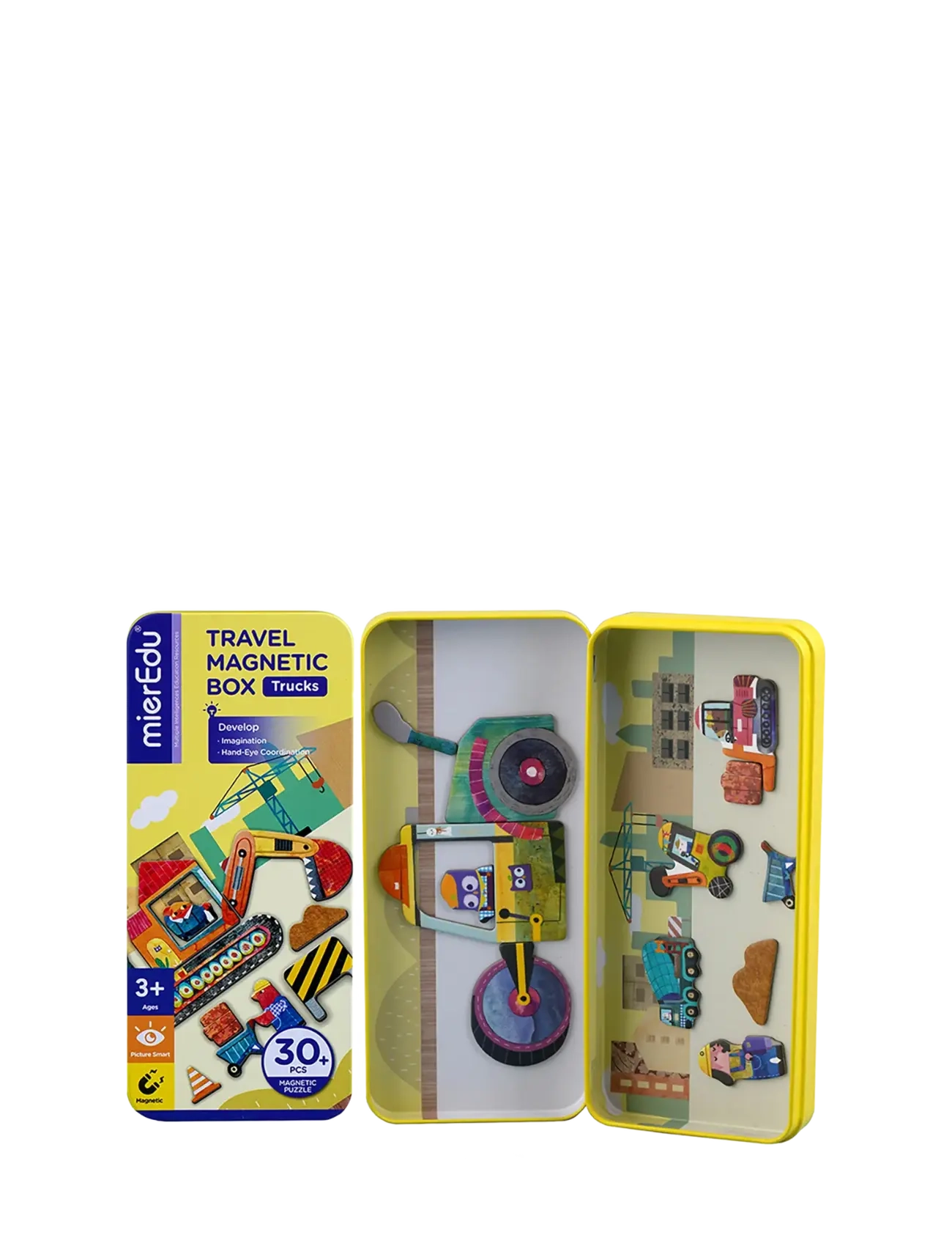 mierEdu - Magnetic Travel Box - Construction Site - pysselset - yellow - 2