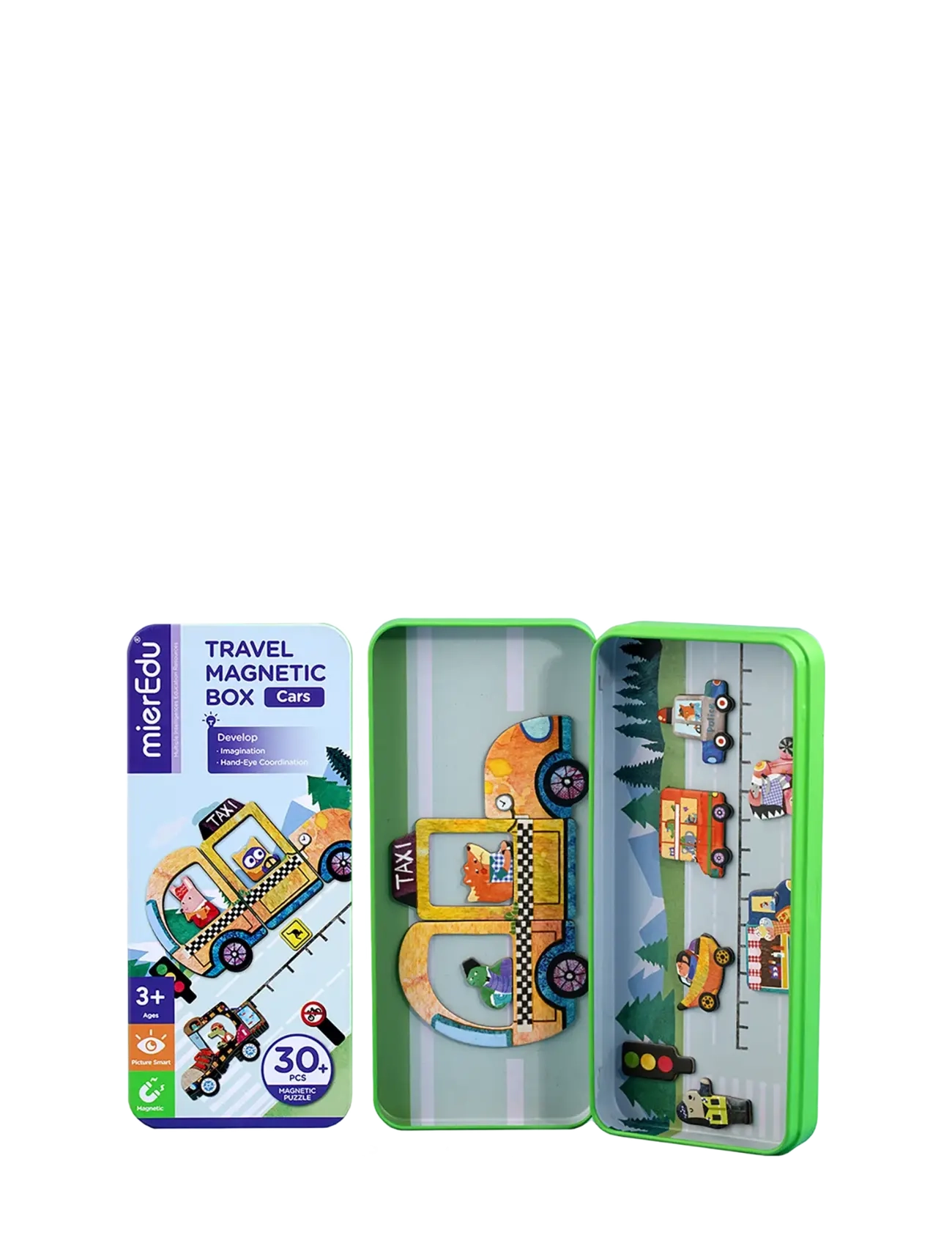 mierEdu - Magnetic Travel Box - Cars - pyssel - green - 2