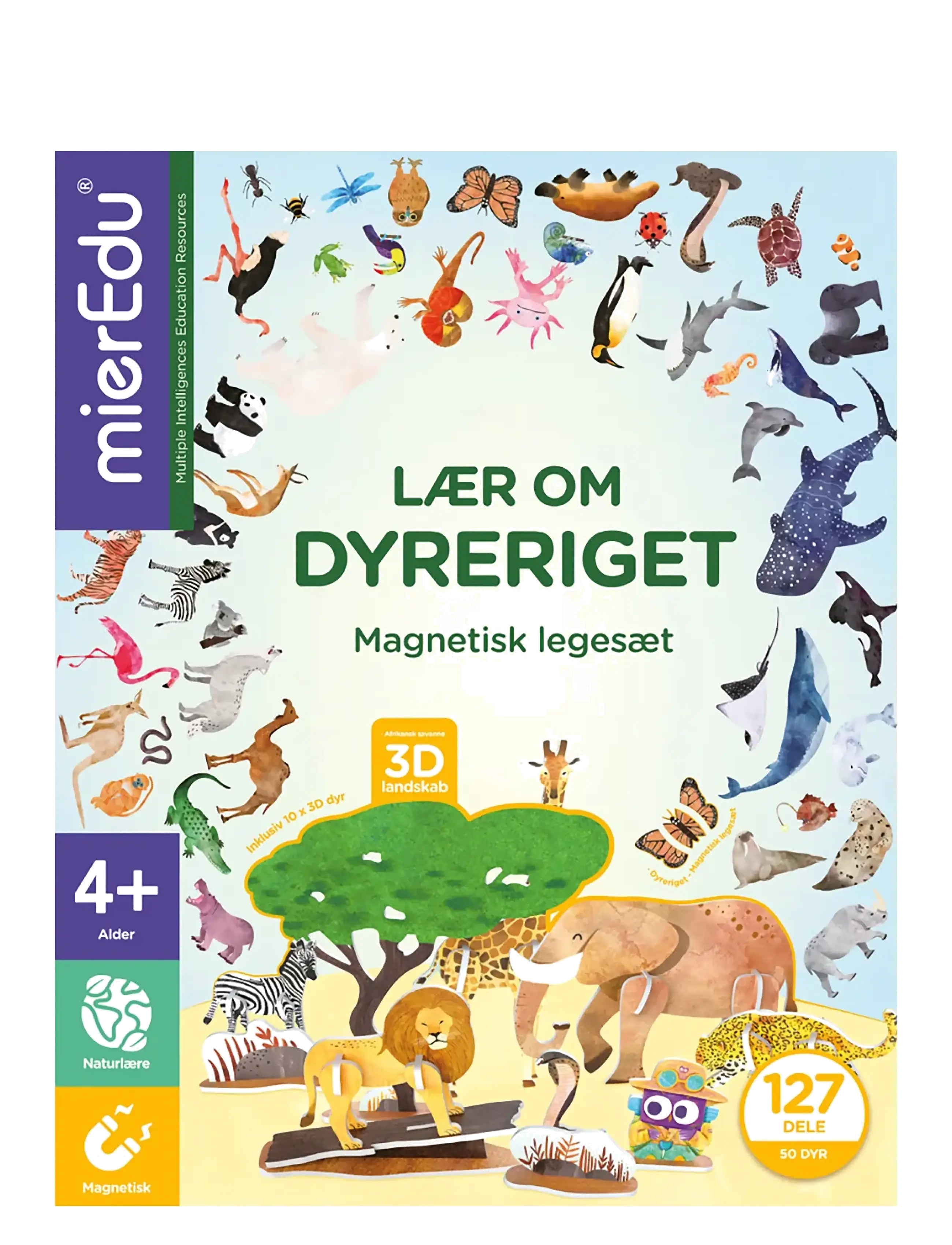 mierEdu Magnetic Learning Box - All About Animals (Danish) - 4 for 3 - MULTI / multi