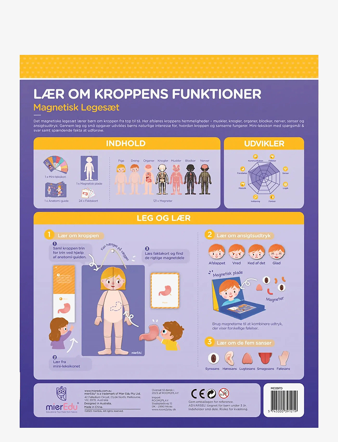 mierEdu - Magnetic Learning Box - All About Body and Emotion (Danish) - jeux éducatifs - multi - 3