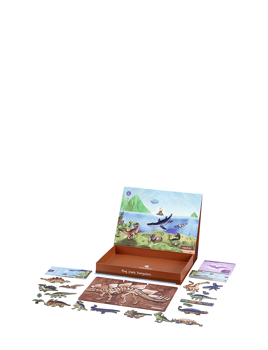 mierEdu - Magnetic Learning Box - All About Dinosaurs (Danish) - harivad mängud - multi - 2