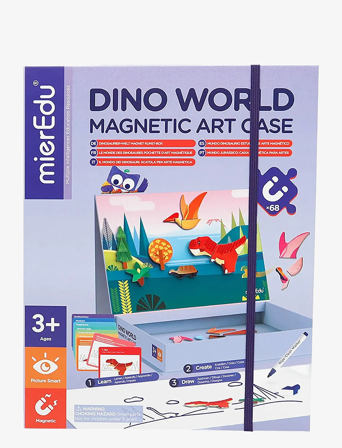mierEdu - Magnetic Art Case - Dino World - legesæt - blue - 1