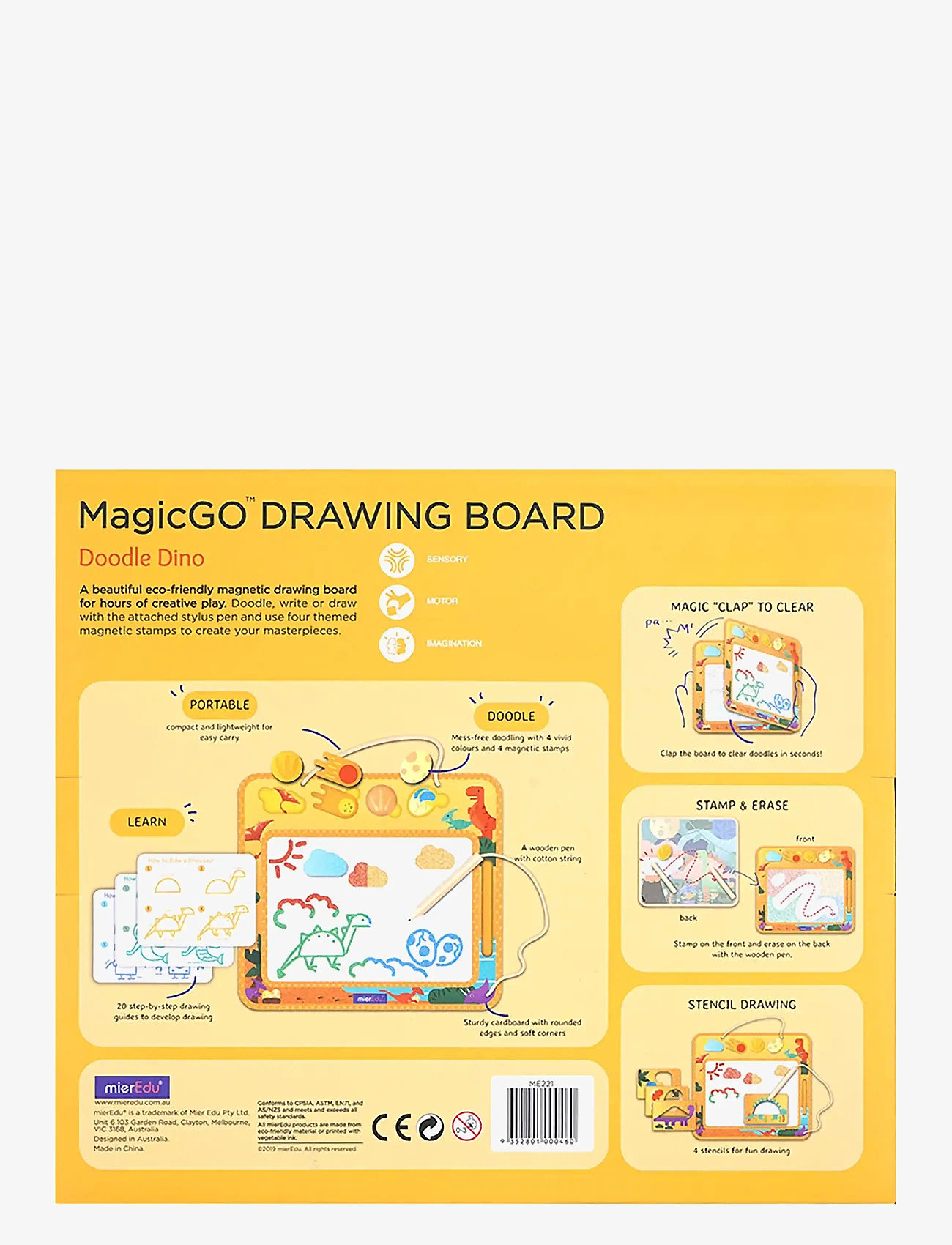 mierEdu - Magic Go Drawing Board - Doodle Dino - tegnetavler - yellow - 3