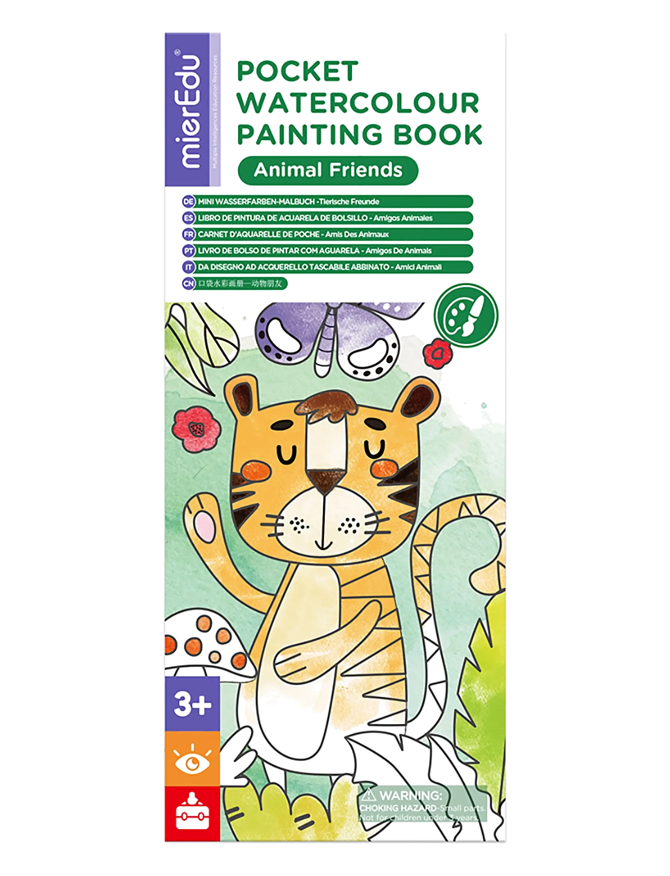 mierEdu Pocket Watercolouring Book Animal Friends, Børn, Coloring & Craft Books, Multi/mønstret, Str: ONE SIZE