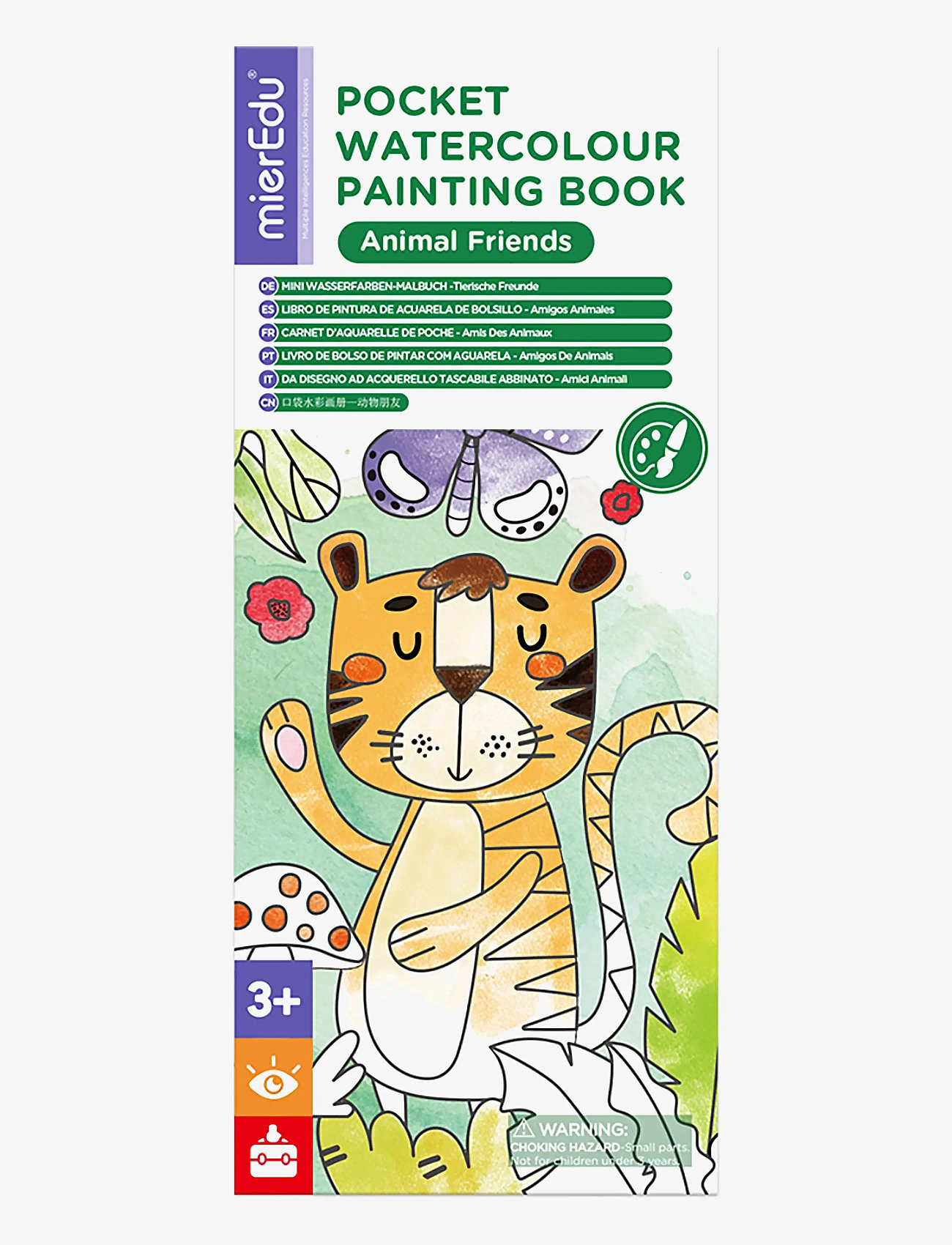 mierEdu - Pocket Watercolouring Book - Animal Friends - male- & kreabøger - green - 0