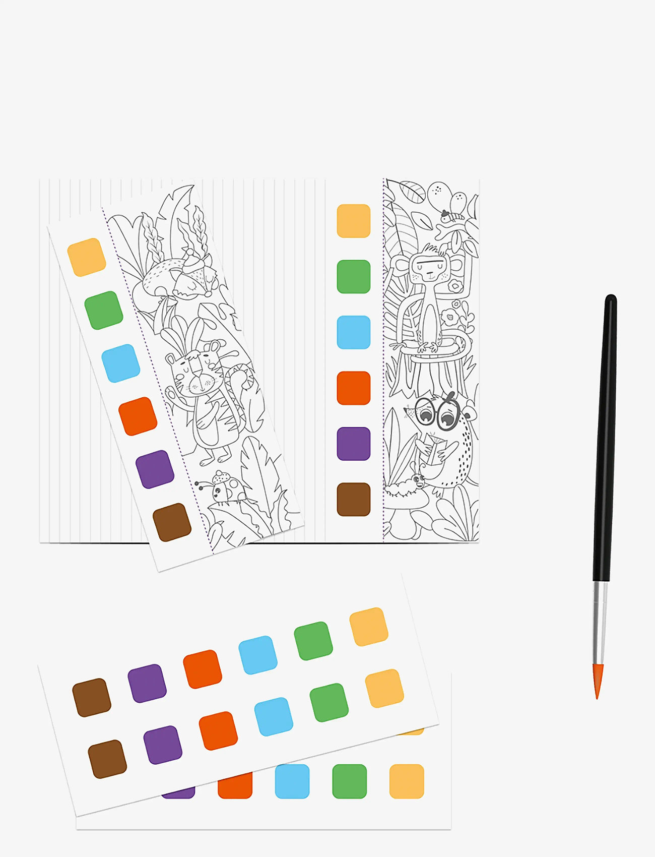mierEdu - Pocket Watercolouring Book - Animal Friends - male- & kreabøger - green - 2