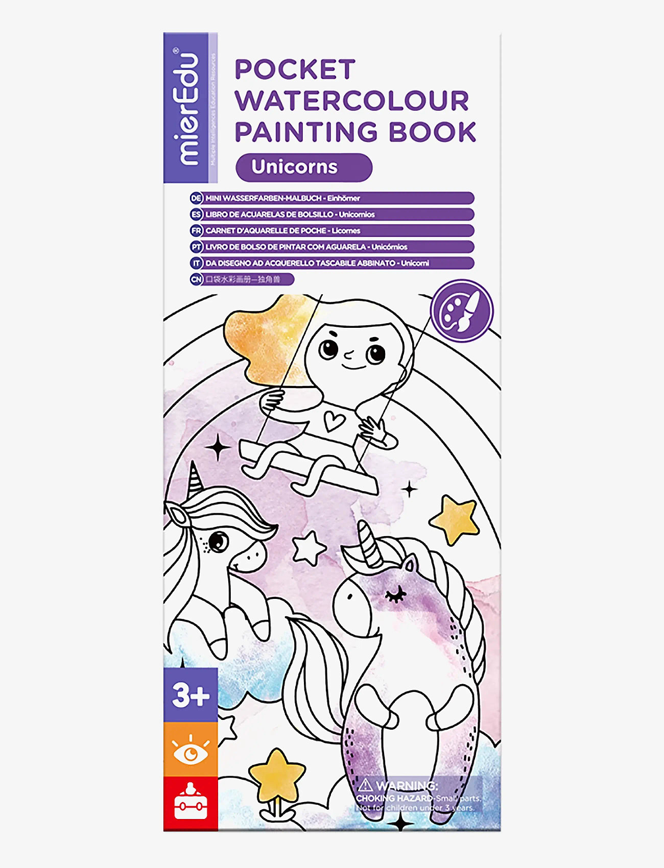 mierEdu - Pocket Watercolouring Book - Unicorns - värvimis- & käsitööraamatud - purple - 0