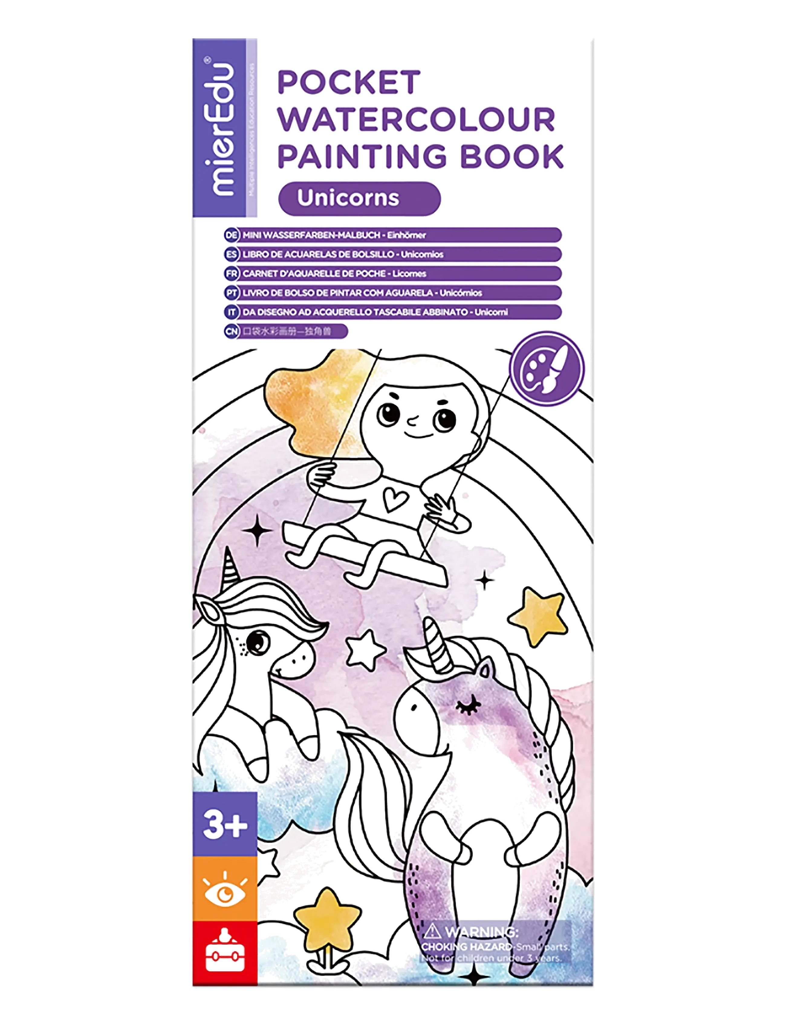 mierEdu Pocket Watercolouring Book - Unicorns - Male- & kreabøger - PURPLE / multi
