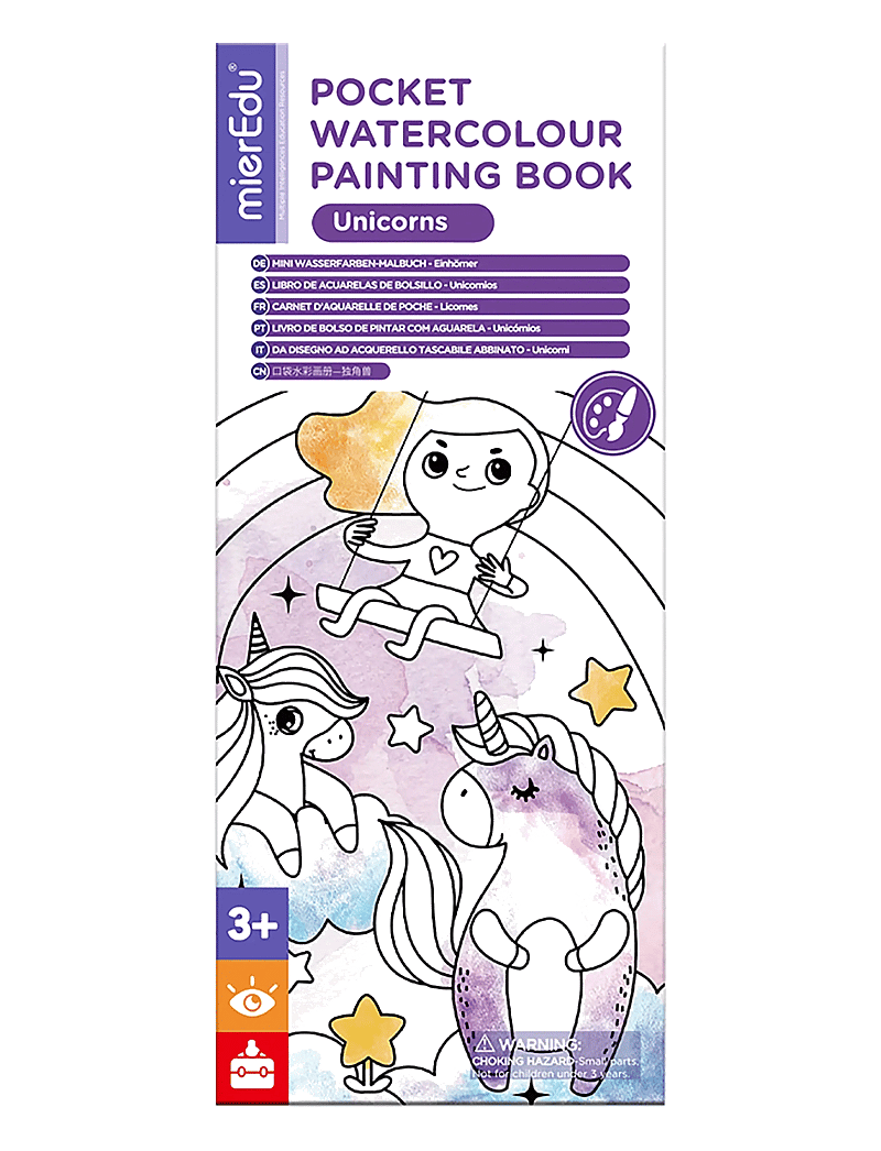 mierEdu - Pocket Watercolouring Book - Unicorns - värvimis- & käsitööraamatud - purple - 0