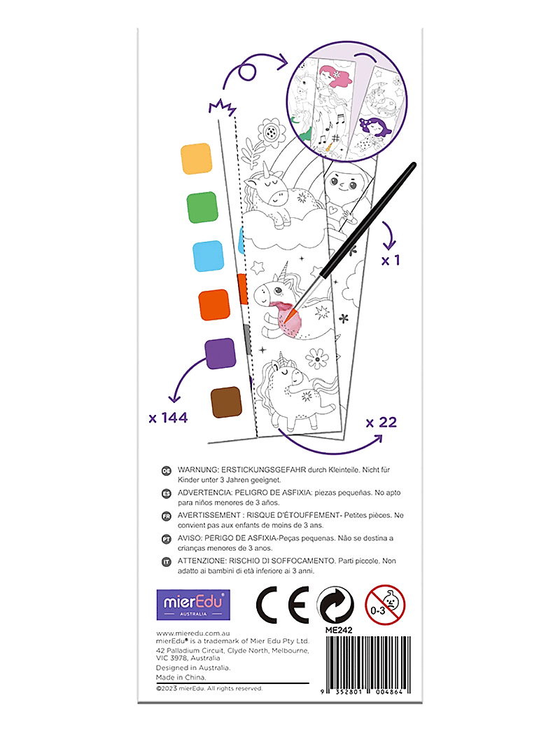 mierEdu - Pocket Watercolouring Book - Unicorns - värvimis- & käsitööraamatud - purple - 1