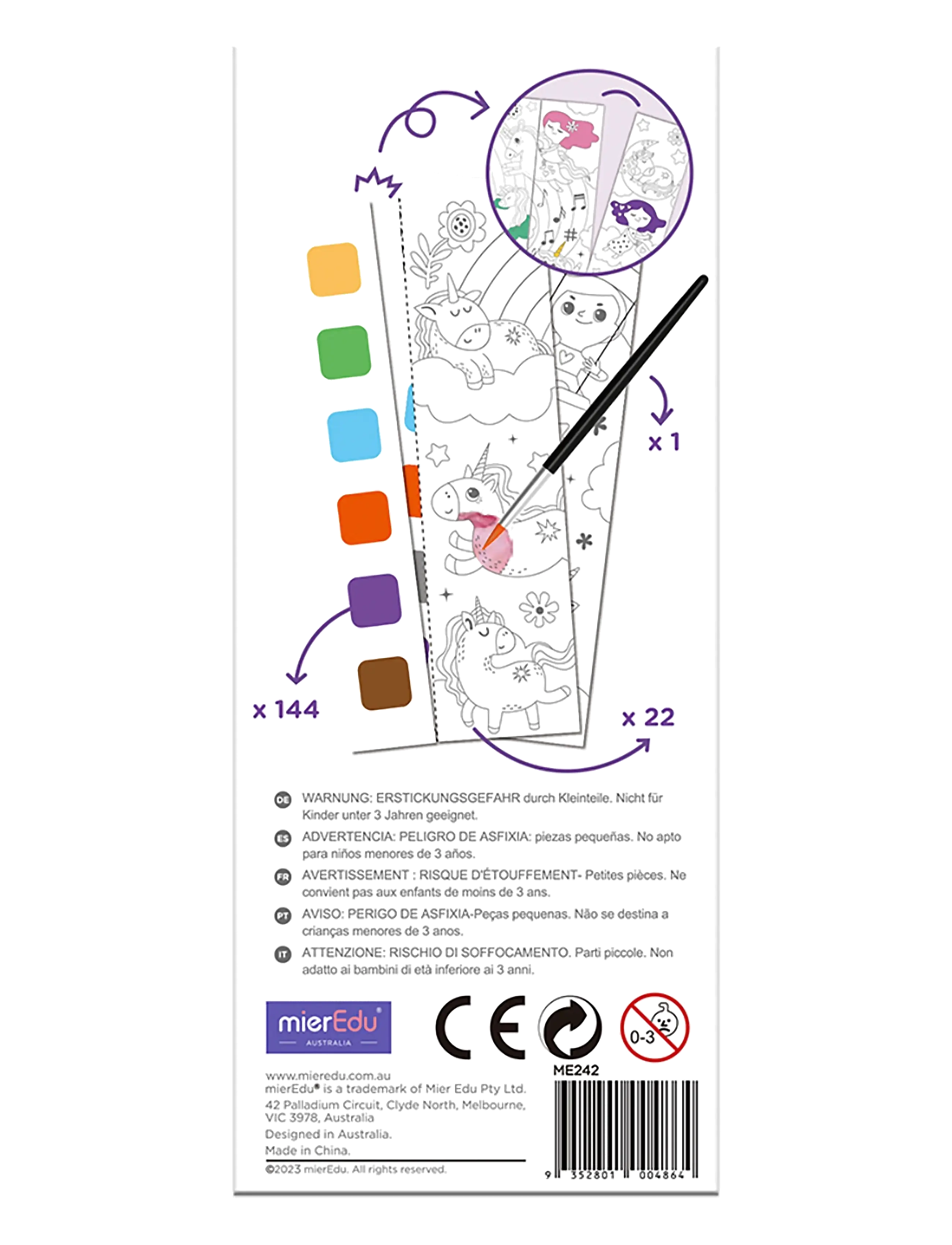 mierEdu - Pocket Watercolouring Book - Unicorns - målar- & pysselböcker - purple - 1