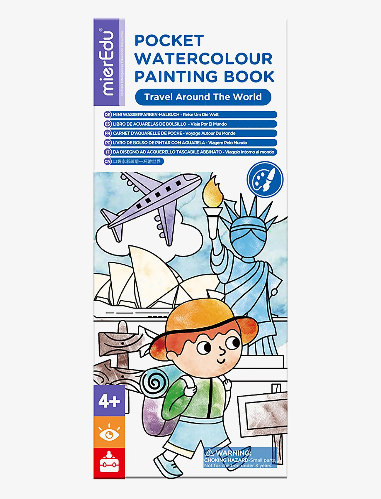 mierEdu - Pocket Watercolouring Book - Travel Around The World - male- & kreabøger - blue - 0