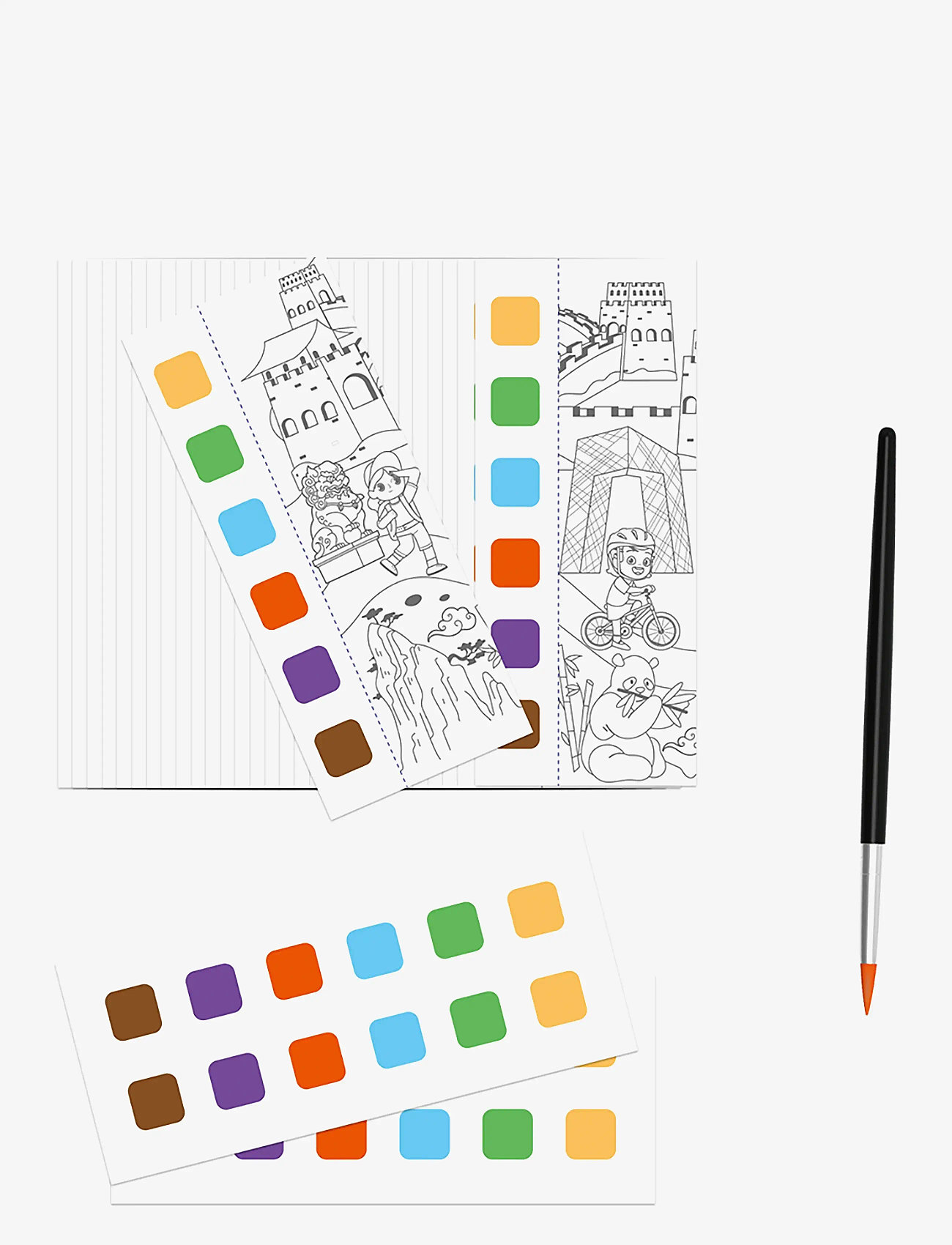 mierEdu - Pocket Watercolouring Book - Travel Around The World - male- & kreabøger - blue - 2