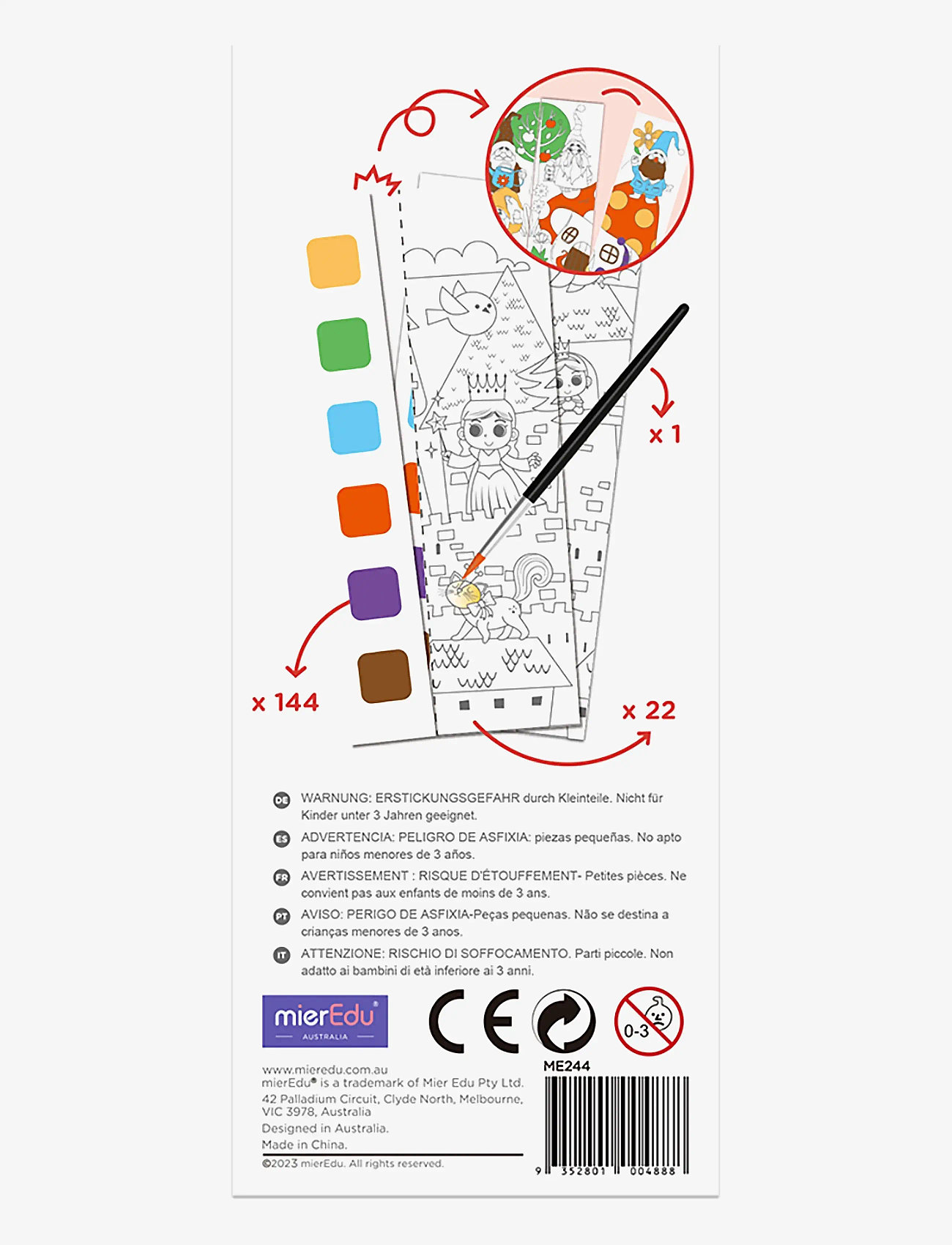 mierEdu - Pocket Watercolouring Book - Classic Fairy Tales - värvimis- & käsitööraamatud - red - 1