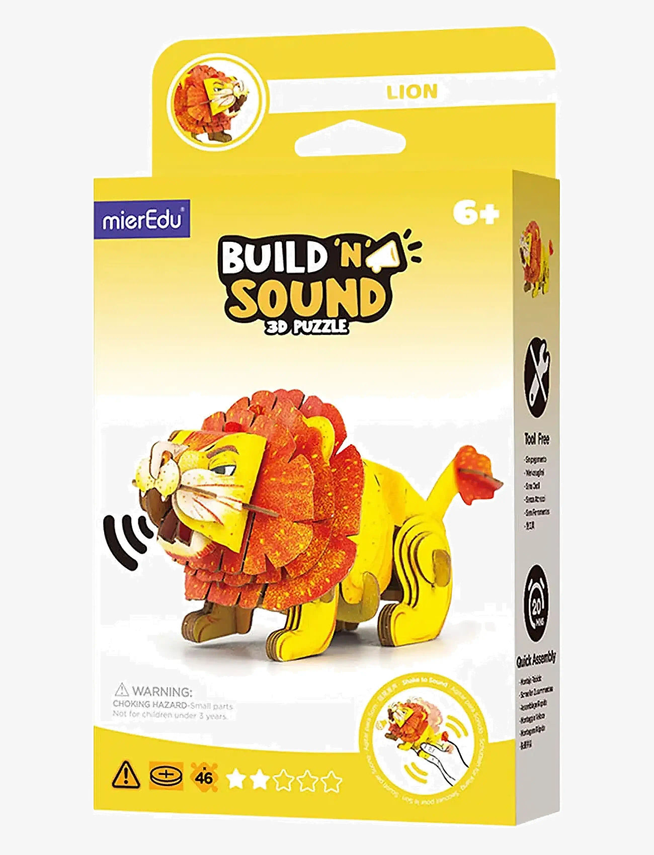 mierEdu - 3D Puzzle with Sound - Lion - 3d-puslespil - yellow - 1