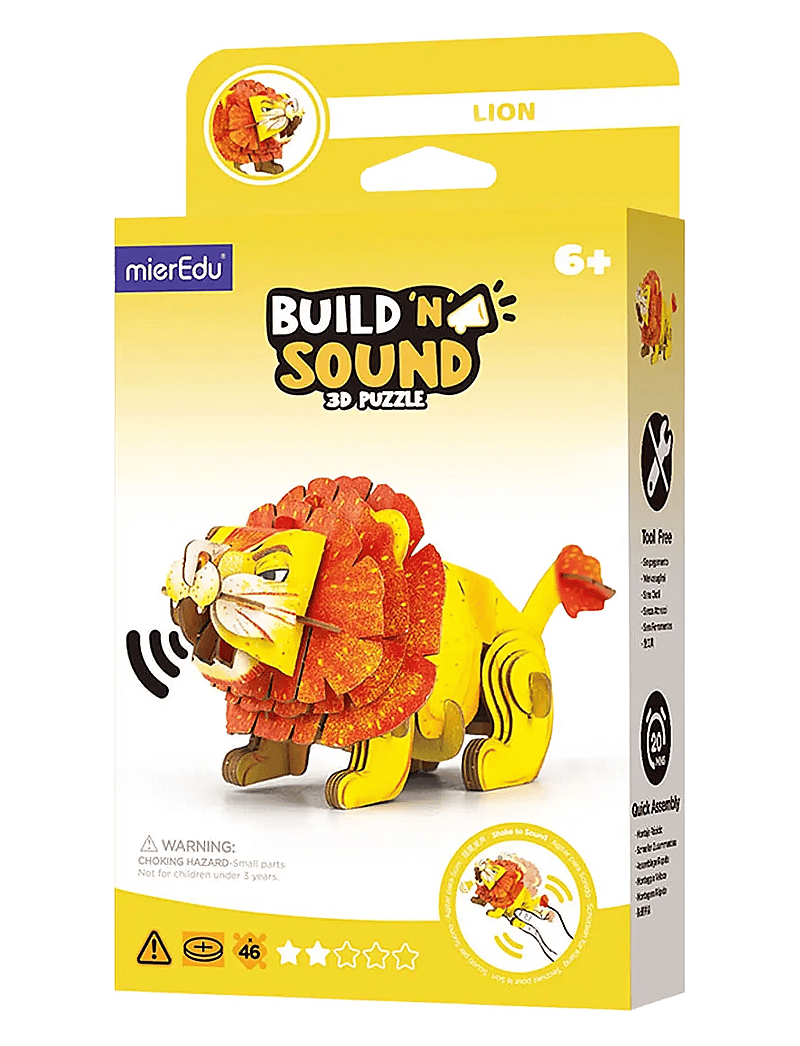 mierEdu - 3D Puzzle with Sound - Lion - yellow - 1