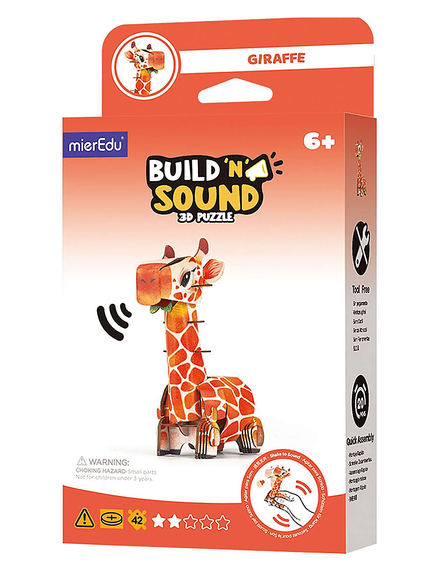 mierEdu - 3D Puzzle with Sound - Giraffe - 3d-puzzles - orange - 1