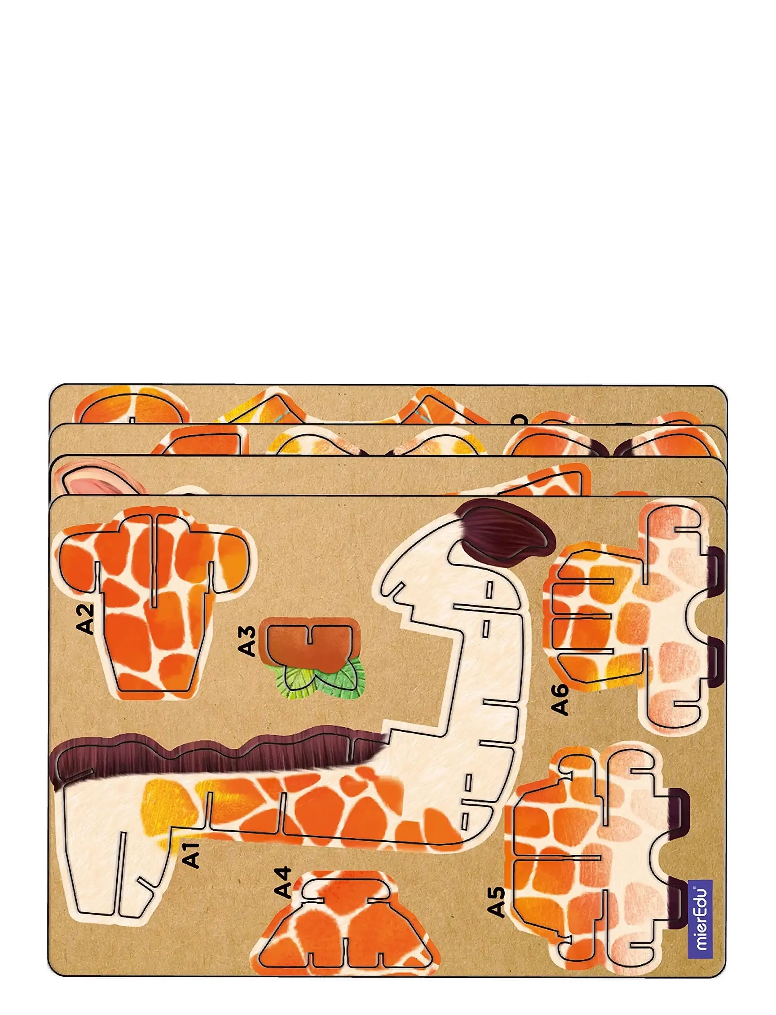 mierEdu - 3D Puzzle with Sound - Giraffe - puslespil - orange - 5