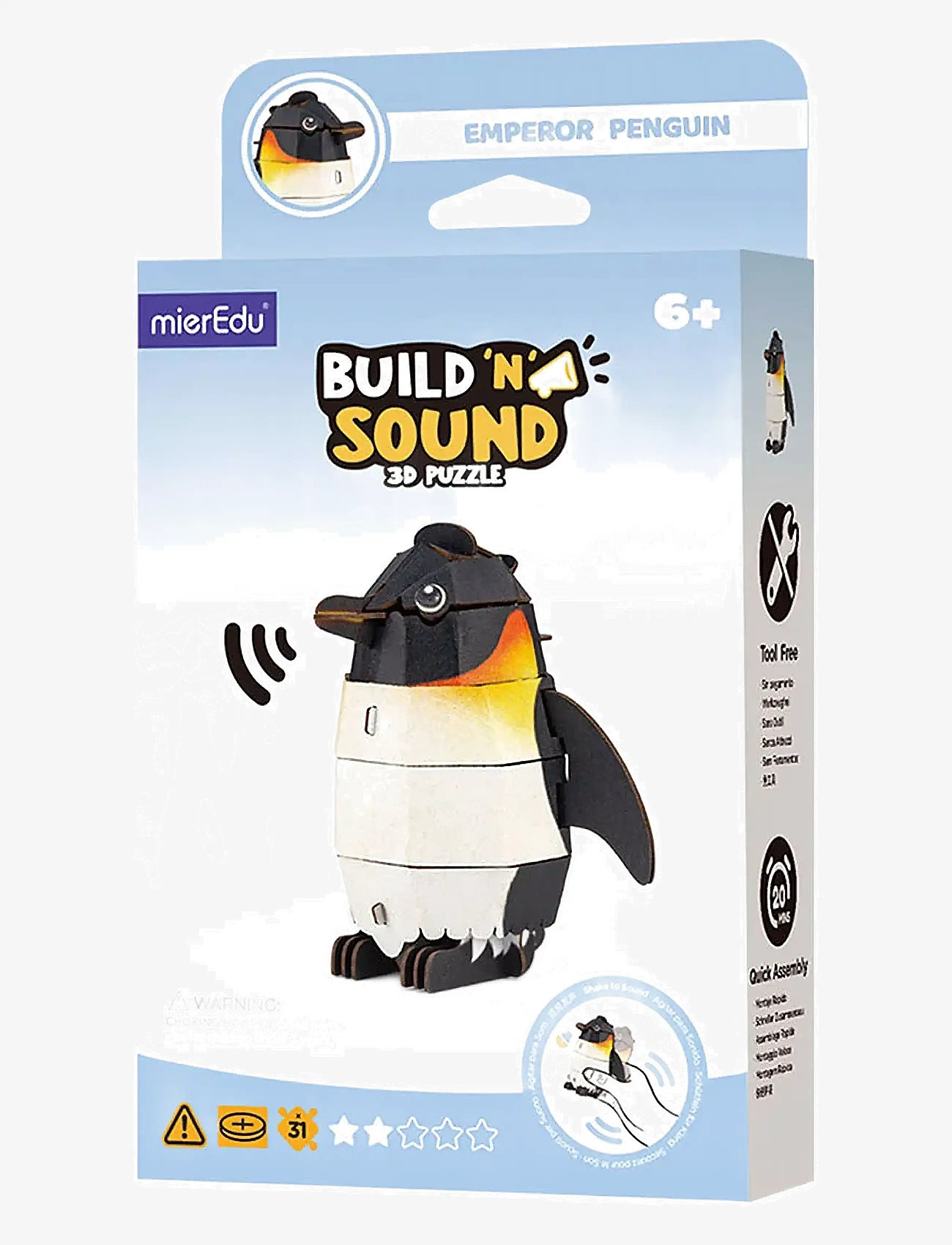 mierEdu - 3D Puzzle with Sound - Emperor Penguin - 3d pusled - white - 1