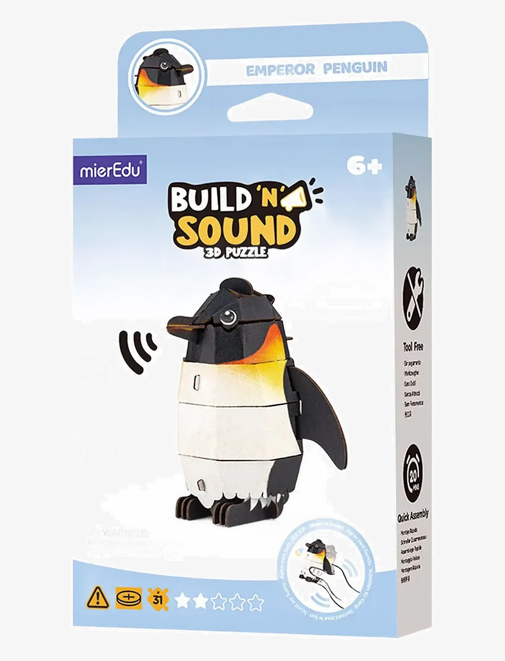 mierEdu - 3D Puzzle with Sound - Emperor Penguin - 3d pusled - white - 1