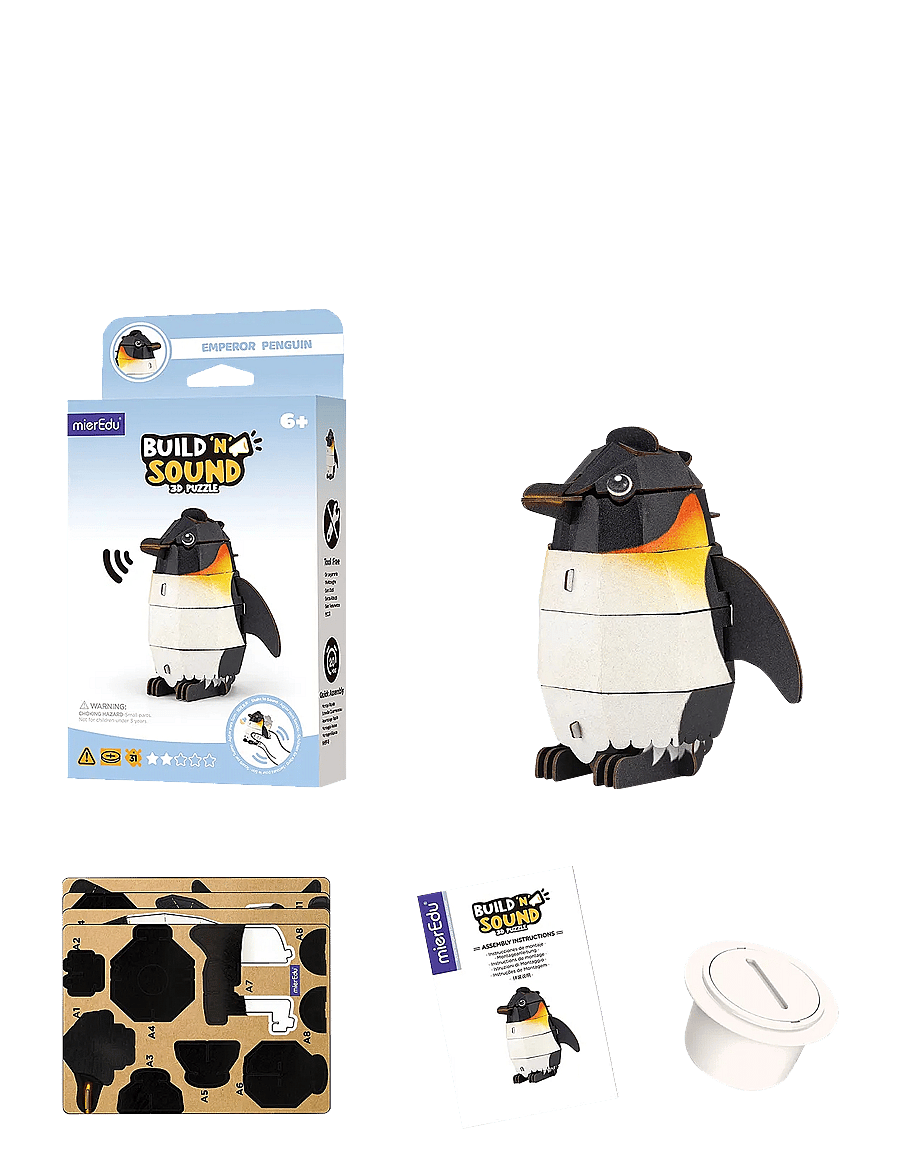 mierEdu - 3D Puzzle with Sound - Emperor Penguin - 3d-puzzles - white - 2