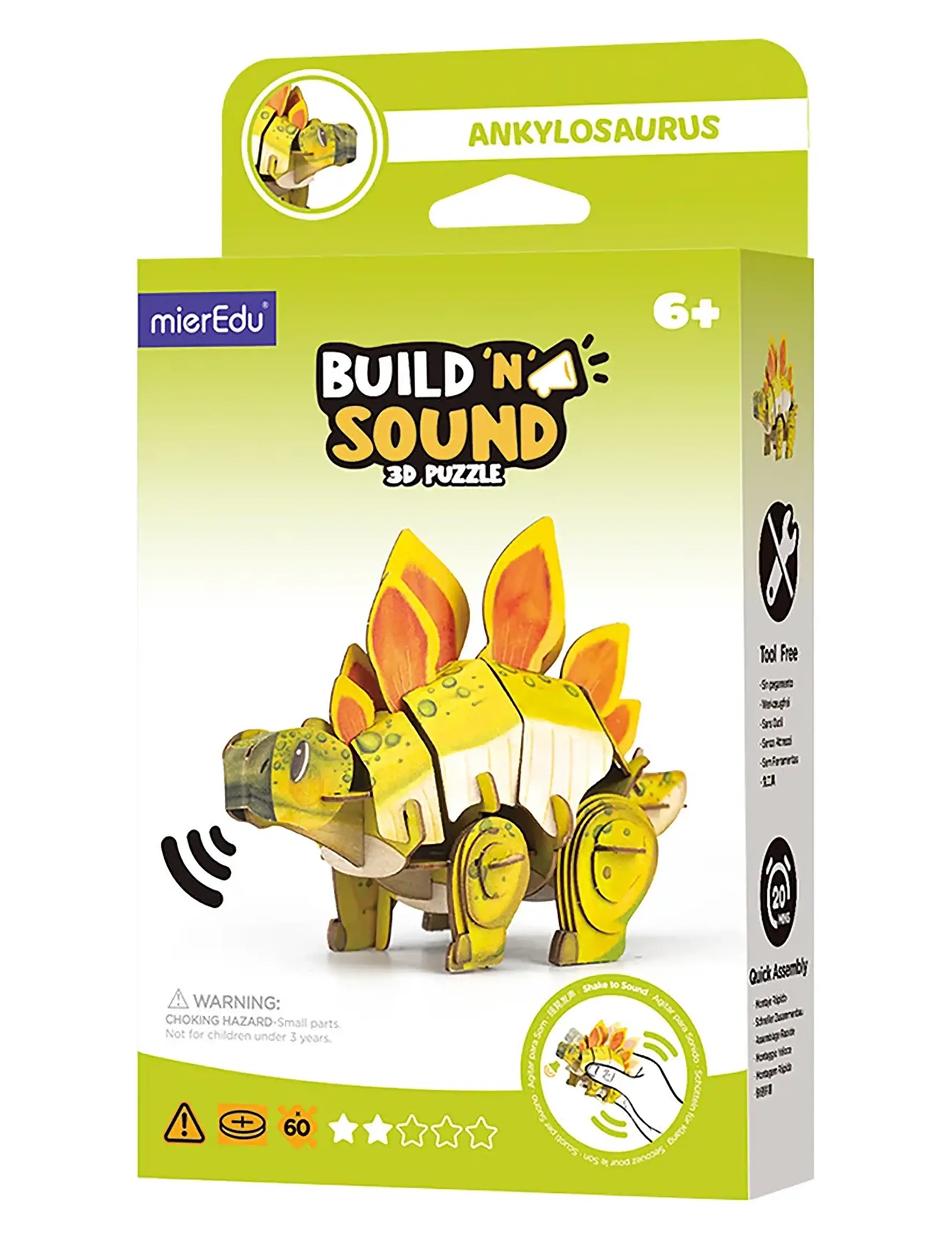 mierEdu 3D Puzzle with Sound - Stegosaurus - App deal - GREEN / multi