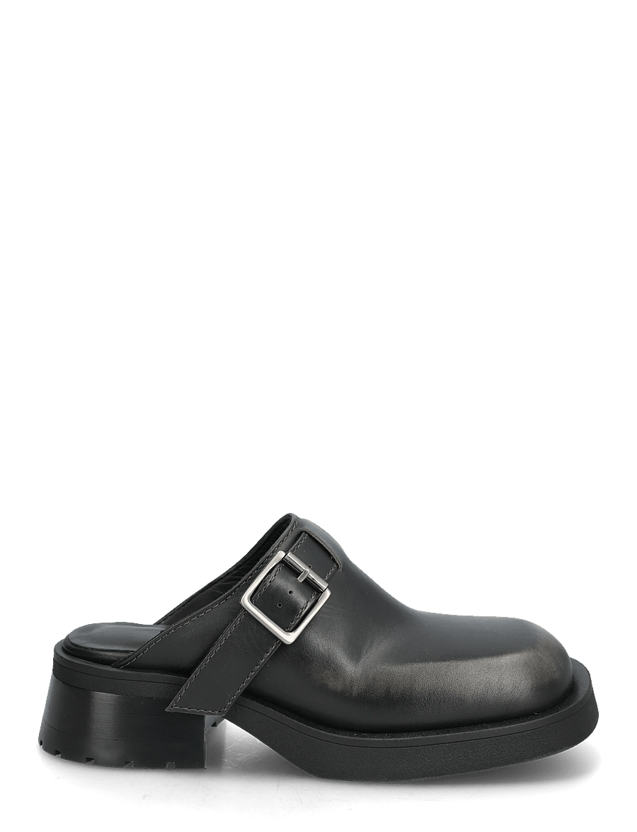 MIISTA - Aroa Brushed Grey Buckled Mules - pantoletten mit absatz - grey - 1