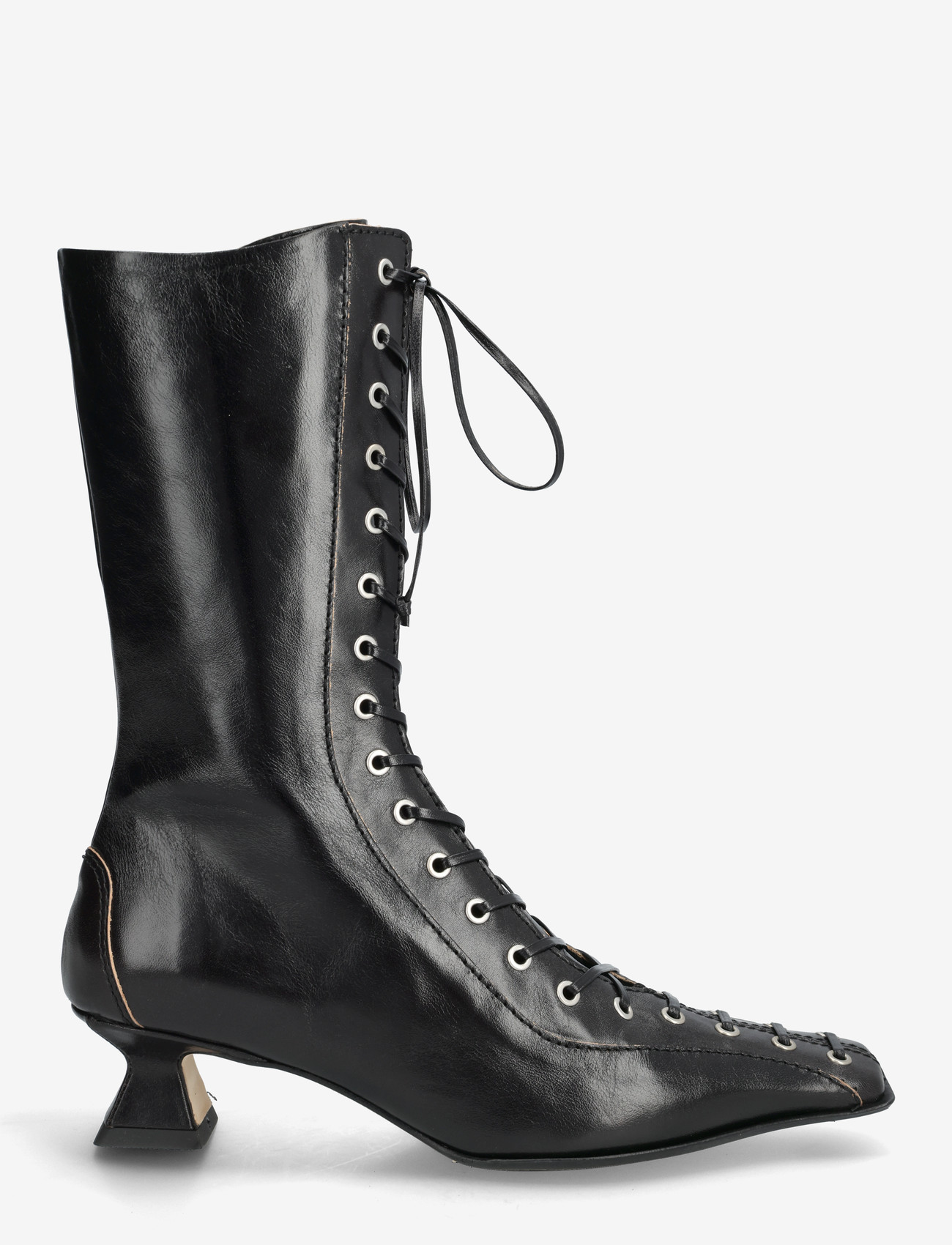 MIISTA - Lace up kitten heels ankle boots - kontsaga poolsaapad - black - 1