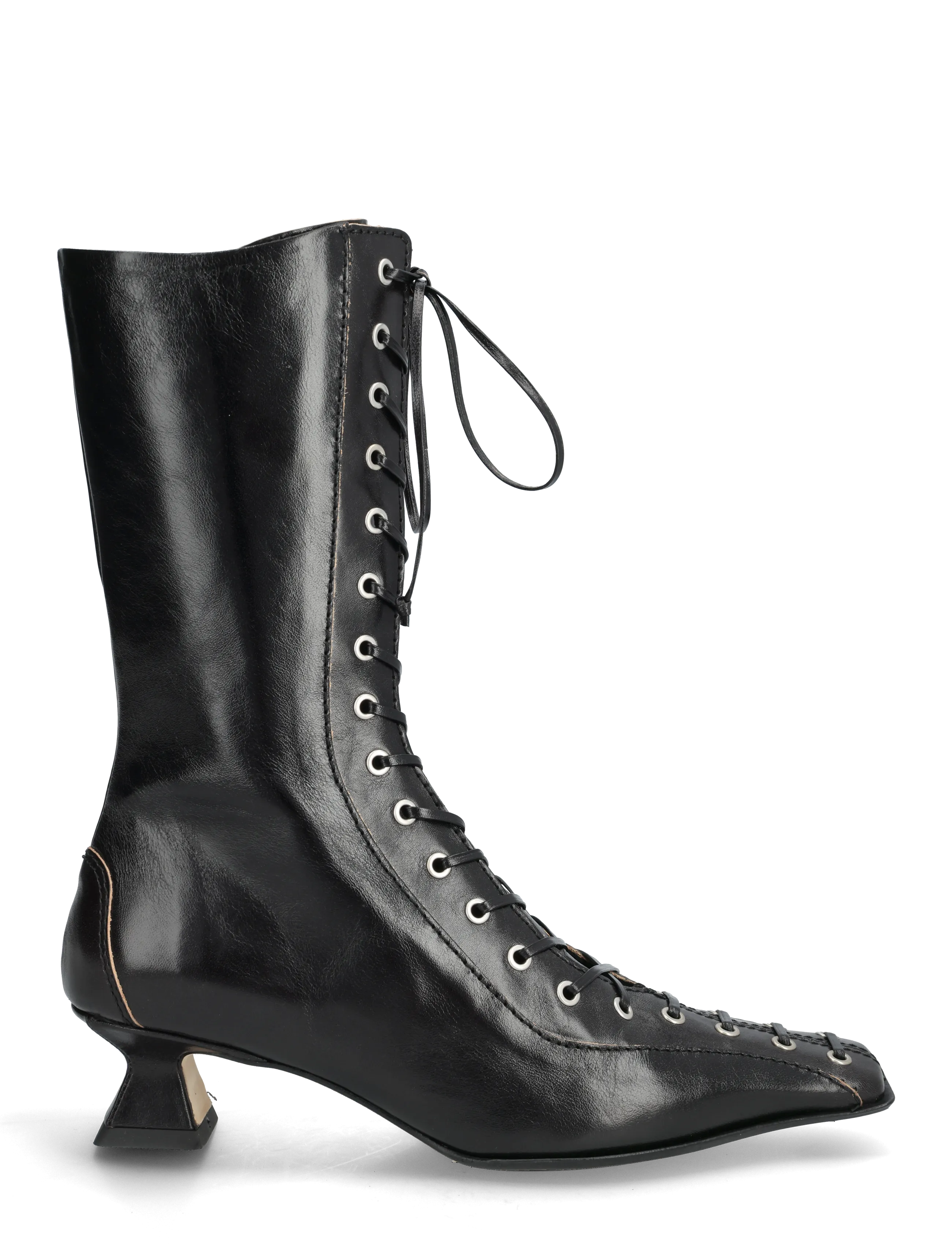 MIISTA - Lace up kitten heels ankle boots - black - 1