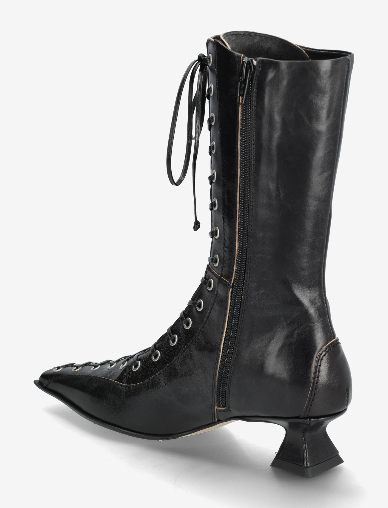 MIISTA - Lace up kitten heels ankle boots - kontsaga poolsaapad - black - 2