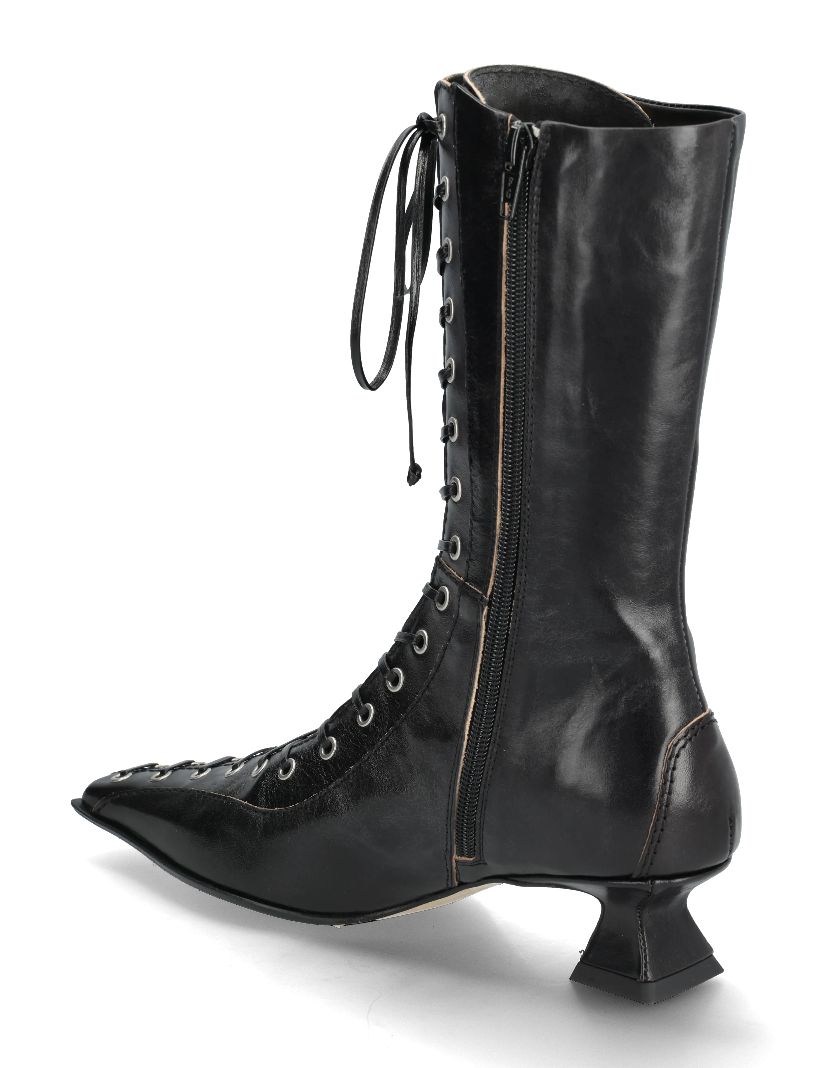 MIISTA - Lace up kitten heels ankle boots - black - 2