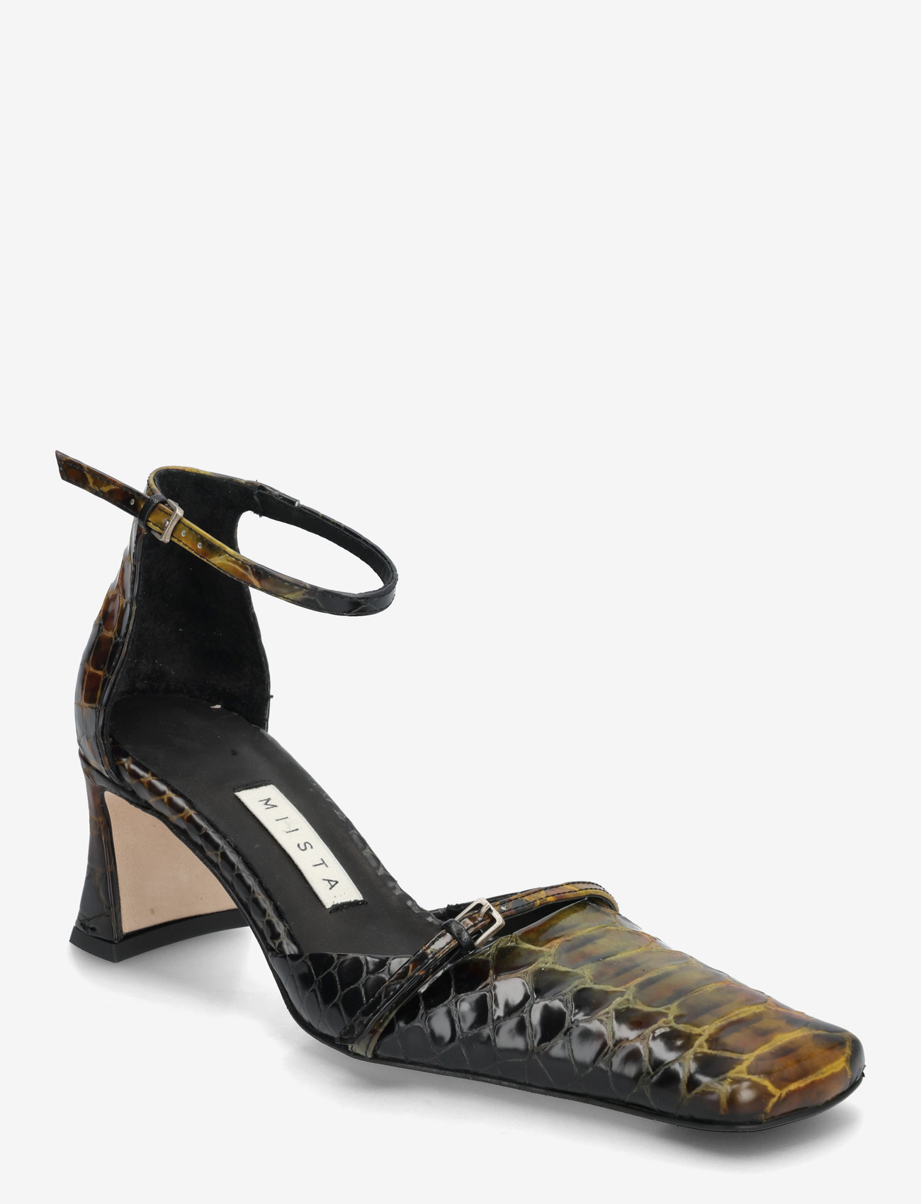 MIISTA - Agna Khaki Snake Mini Buckled Mary Jane Court Shoes - pumps - green - 0