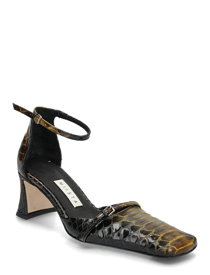 MIISTA - Agna Khaki Snake Mini Buckled Mary Jane Court Shoes - pumps - green - 0