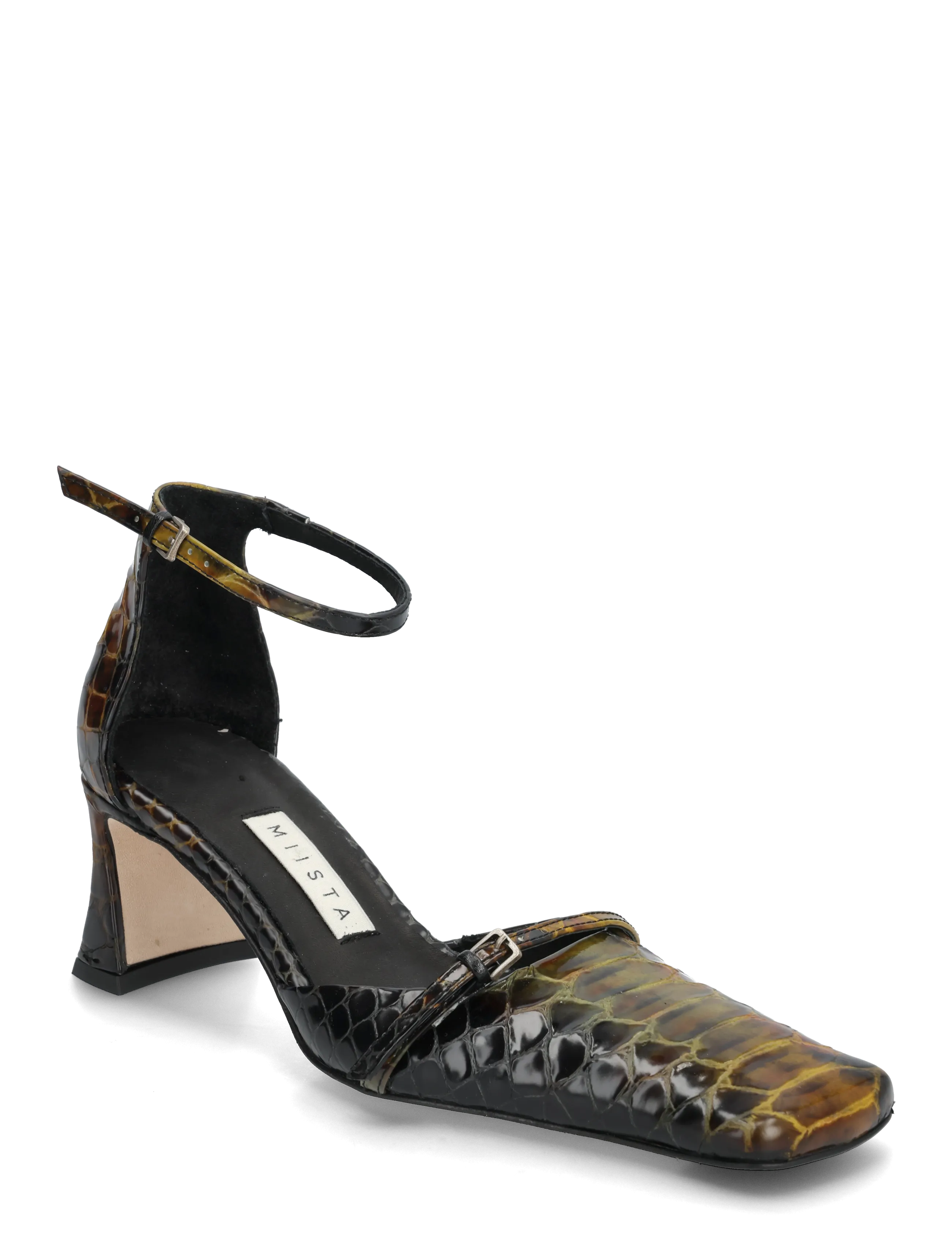 MIISTA Agna Khaki Snake Mini Buckled Mary Jane Court Shoes - Absatzschuhe - GREEN / multi
