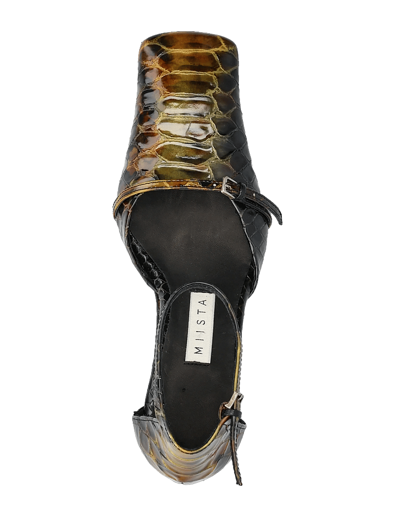 MIISTA - Agna Khaki Snake Mini Buckled Mary Jane Court Shoes - pumps - green - 3