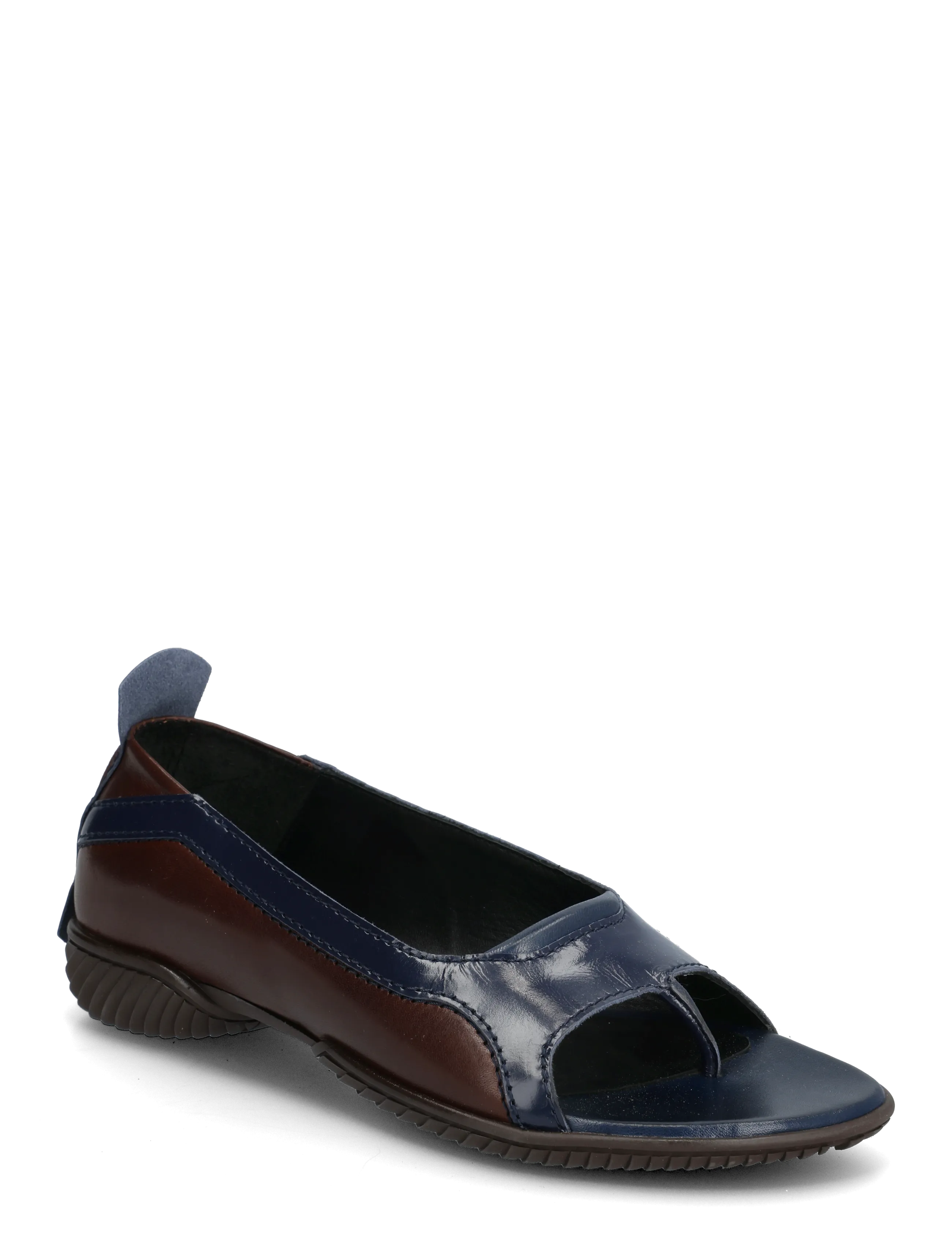 MIISTA Loma Brown And Navy Thonge Ballerinas, 39, Sandals, Braun - Flat Frauen