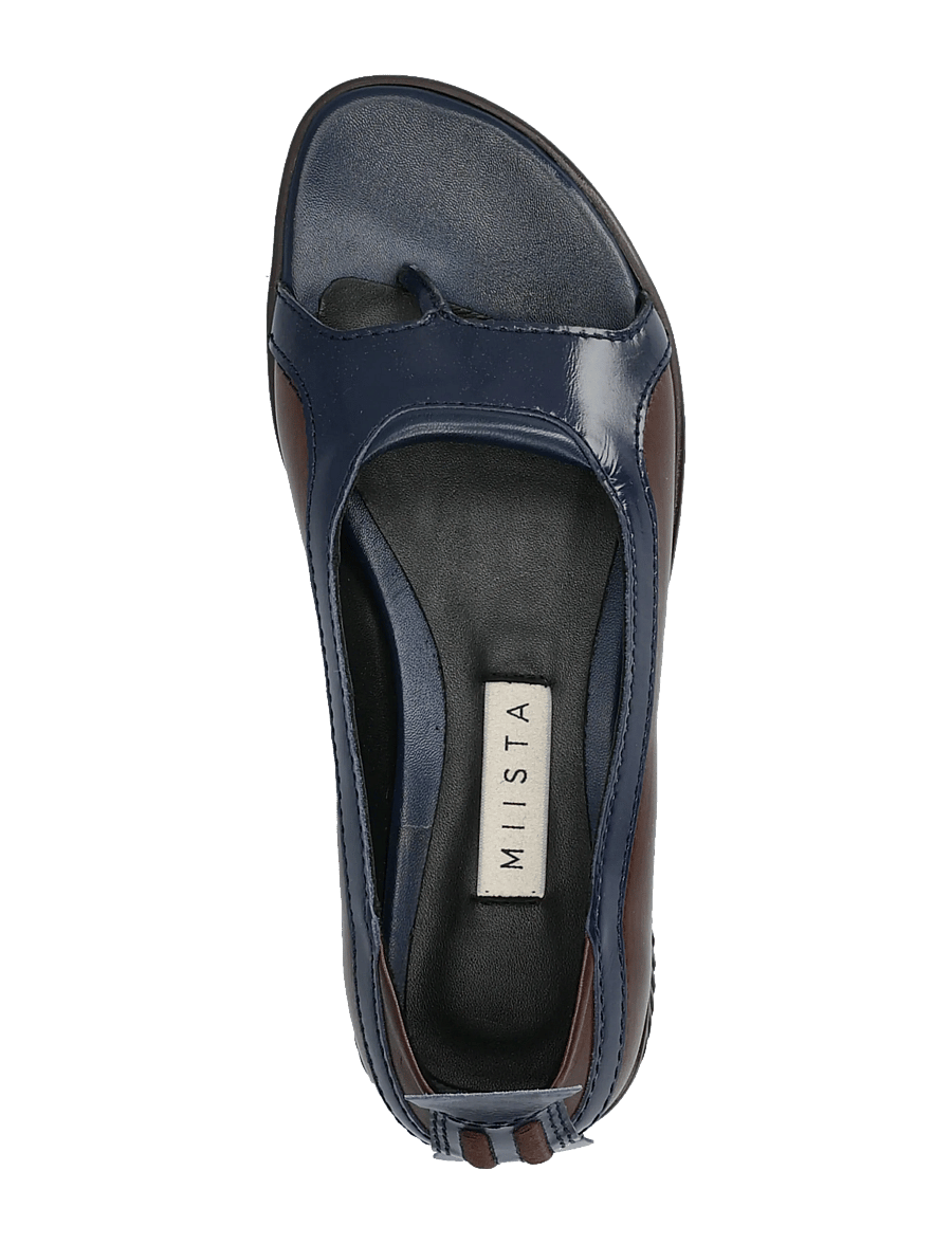 MIISTA - Loma Brown and Navy Thonge Ballerinas - madalad sandaalid - brown - 3
