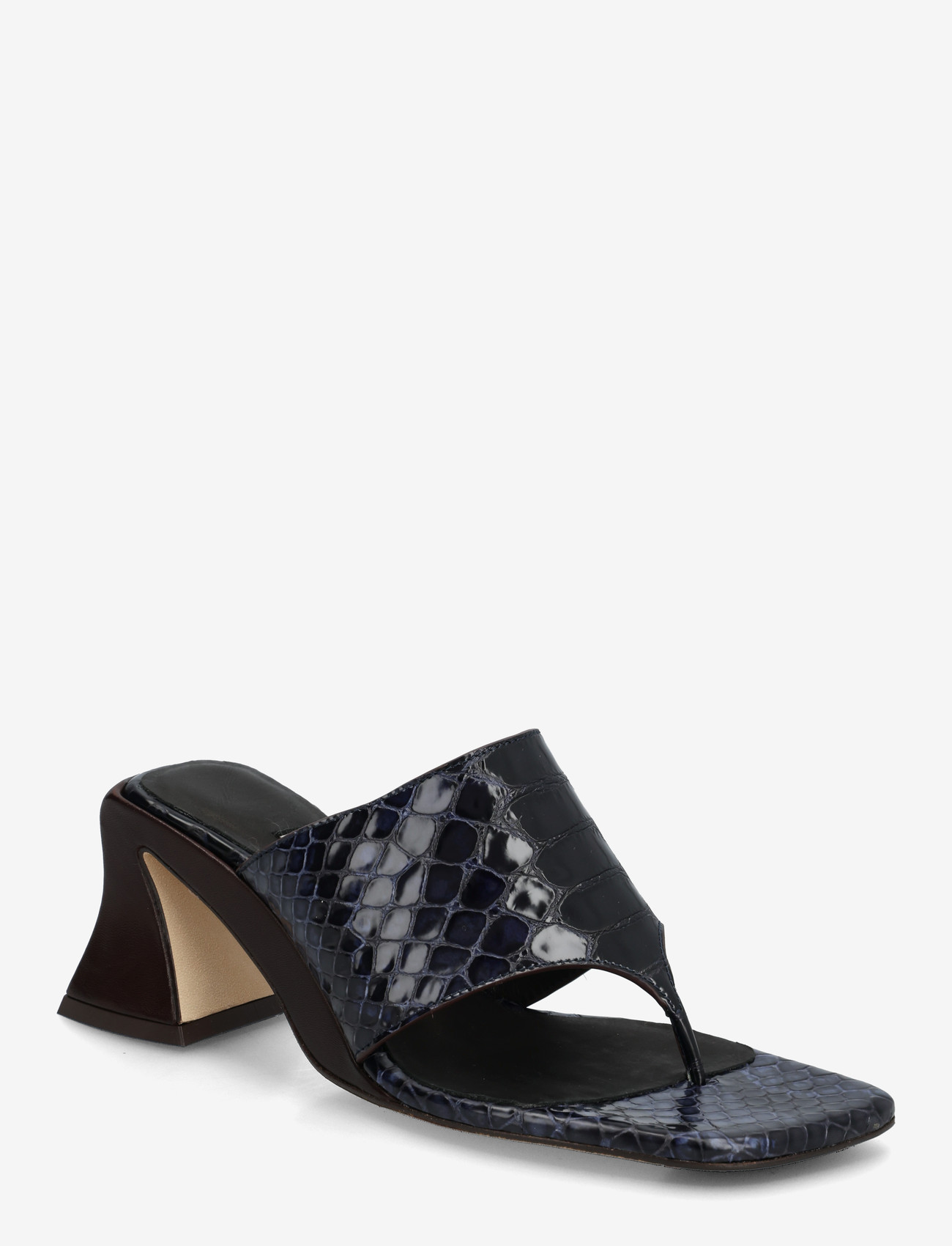 MIISTA - Ernie Navy Brown Snake Thonge Sandals - lahtised kontsakingad - brown - 0