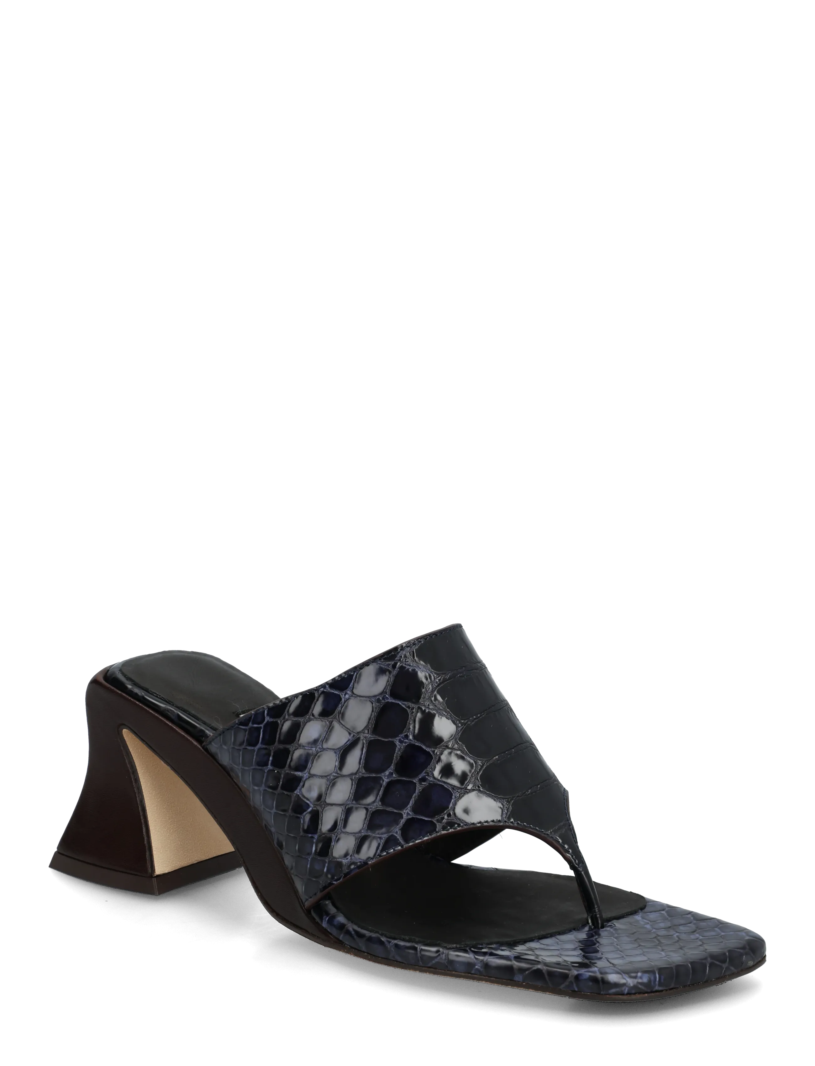 MIISTA Ernie Navy Brown Snake Thonge Sandals - Absatzschuhe - BROWN / brown