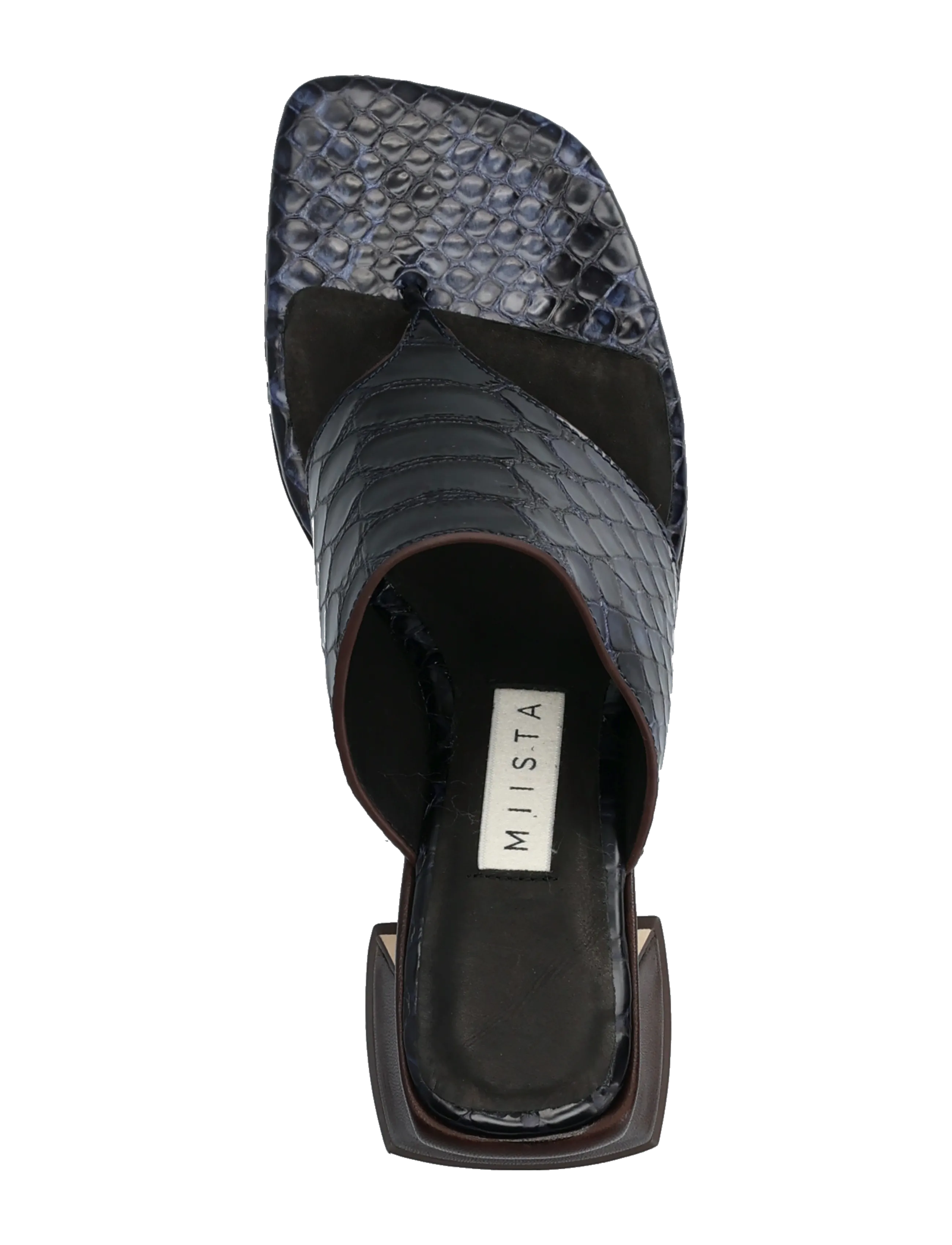 MIISTA - Ernie Navy Brown Snake Thonge Sandals - szpilki - brown - 3