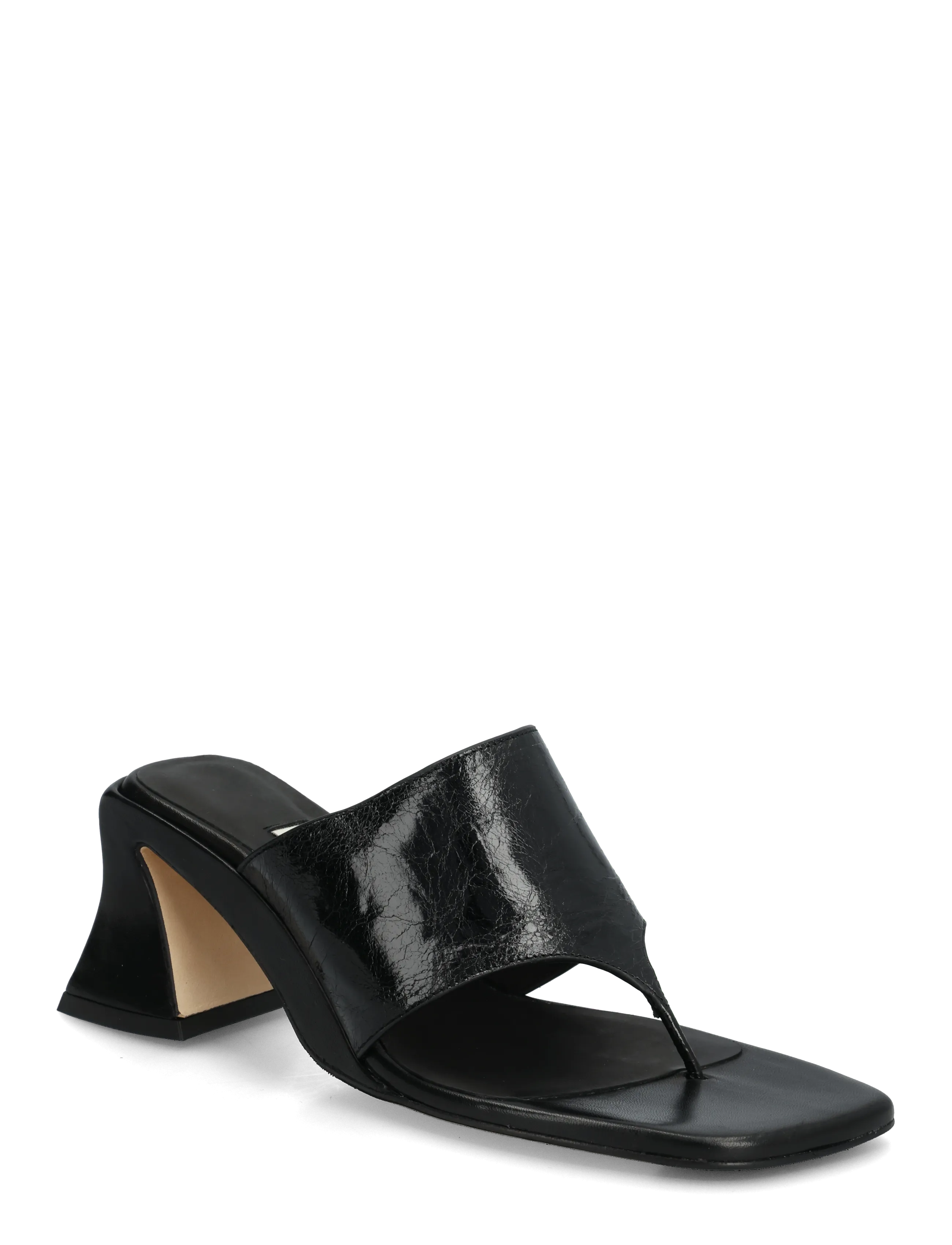 MIISTA Ernie Black Thonge Sandals, 36, Heels, Schwarz - Heeled Frauen