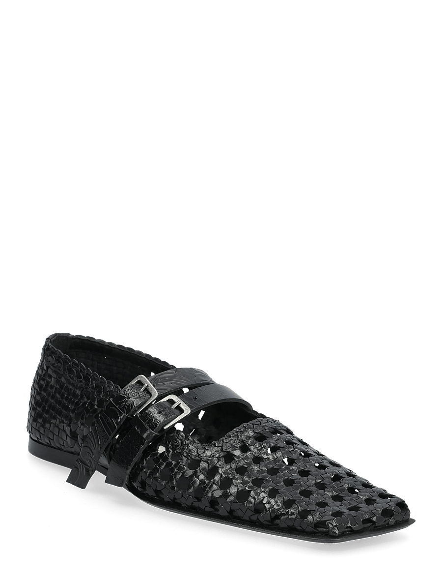 MIISTA - Kiran Black Woven Leather Strappy Ballerinas - besondere anlässe - black - 0