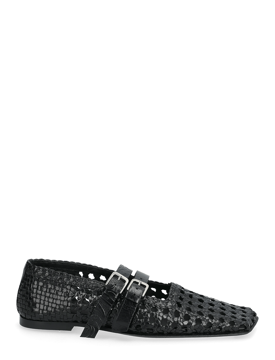 MIISTA - Kiran Black Woven Leather Strappy Ballerinas - besondere anlässe - black - 1