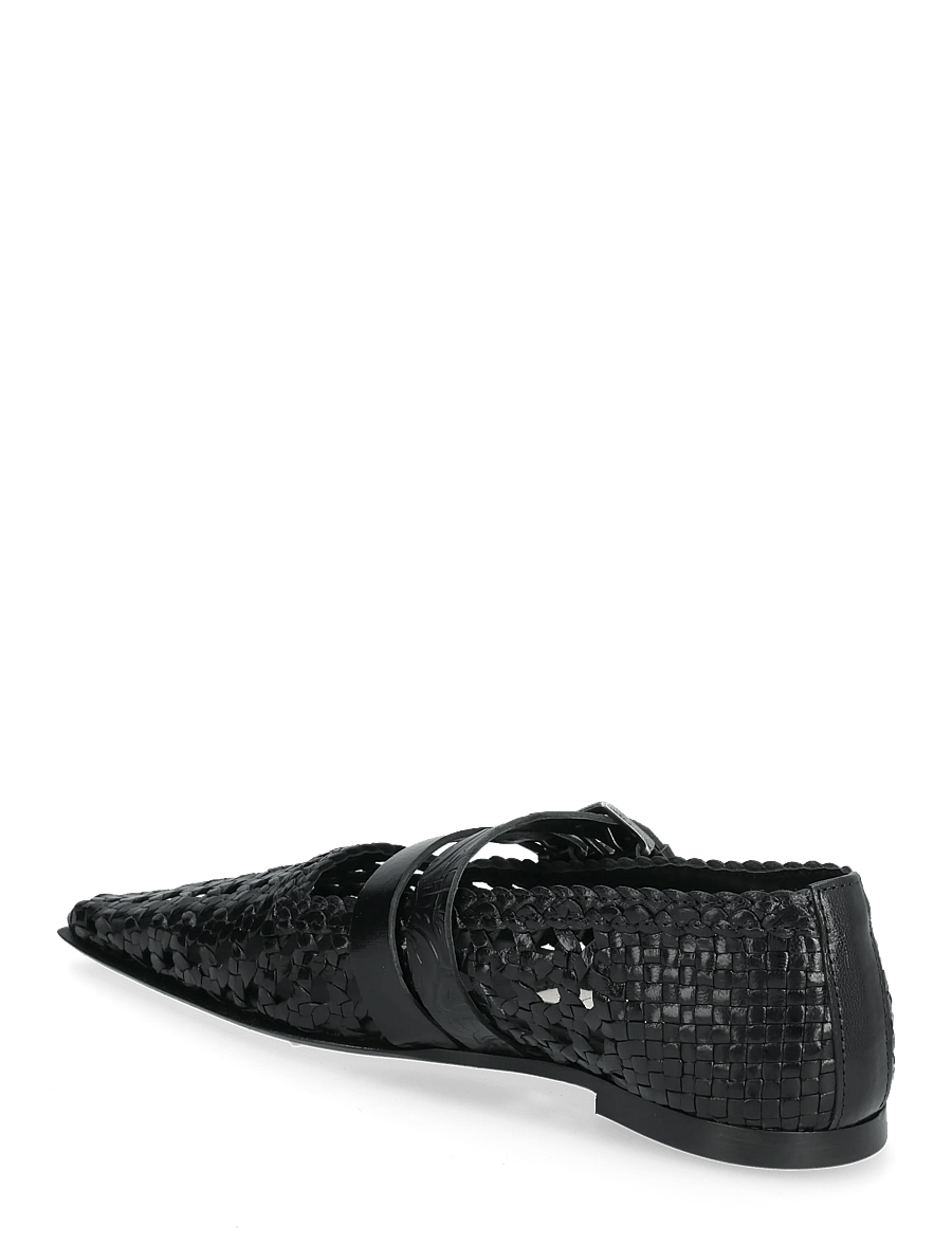 MIISTA - Kiran Black Woven Leather Strappy Ballerinas - besondere anlässe - black - 2